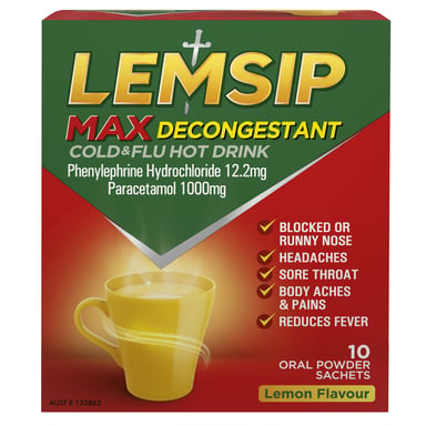 Lemsip Max Cold & Flu Decongestant 10 sachets