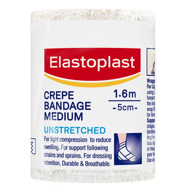 Elastoplast Crepe Bandage Medium Weight 5cm X 1.6m White - 1 roll