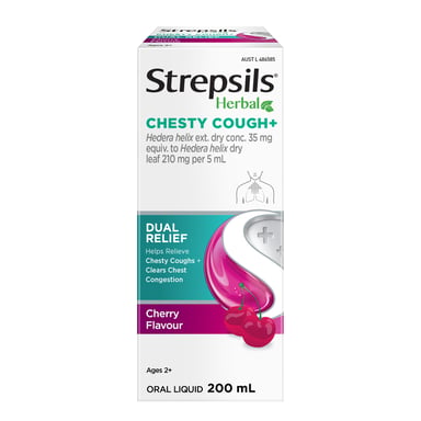 Strepsils Herbal Chesty Cough+ Liquid Cherry Flavour 200ml