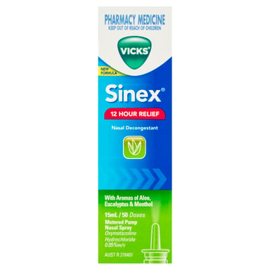 Vicks Sinex Nasal Decongestant Relief With Aloe 15ml