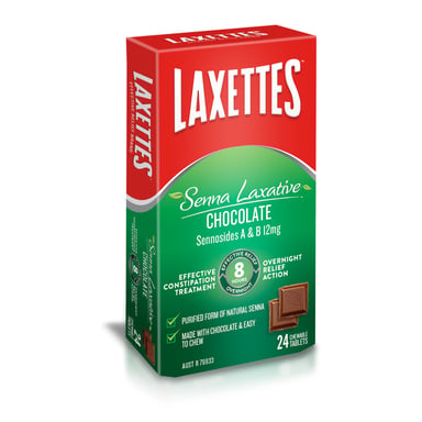 Laxettes Senna Laxative Chocolate Squares 24 pack