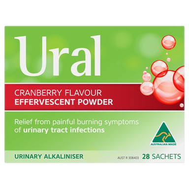 Ural Cranberry Effervescent Powder Sugar Free 28 sachets