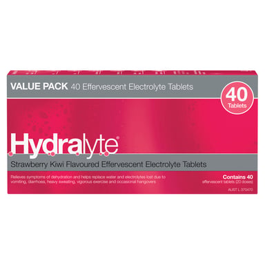 Hydralyte Effervescent  Strawberry Kiwi 40 tablets