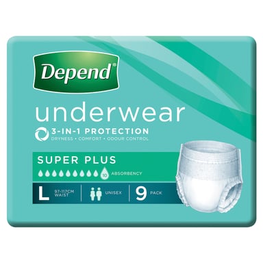 Depend Underwear Super Plus Large 9 pack