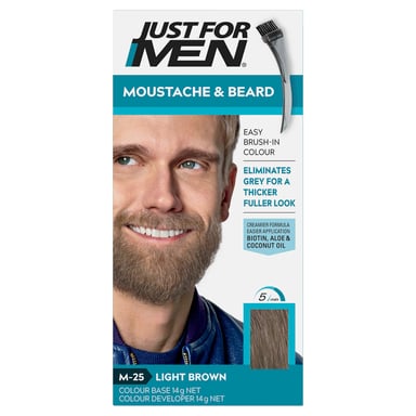 Just For Men Moustache & Beard Brush-In Colour Light Brown M-25 - 1 pack