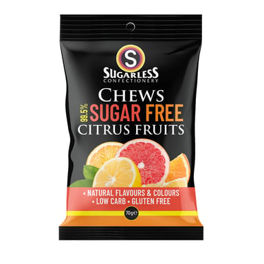 Sugarless Chews Citrus Natural Fruit 70g