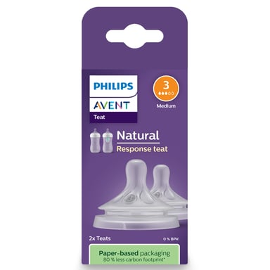 Avent Natural Response Teats 1 Month+ Flow 3 - 2 packs