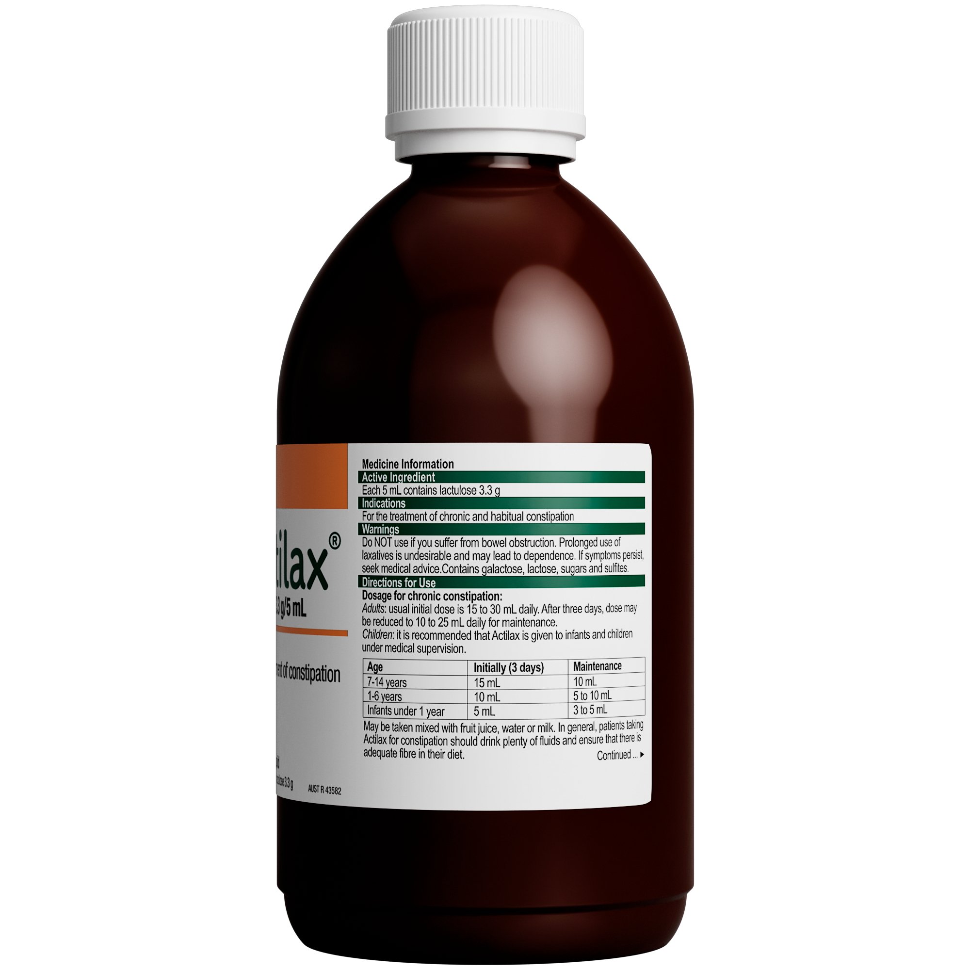 Actilax Lactulose 3.3g/5mL Oral Liquid 500ml - Image 2