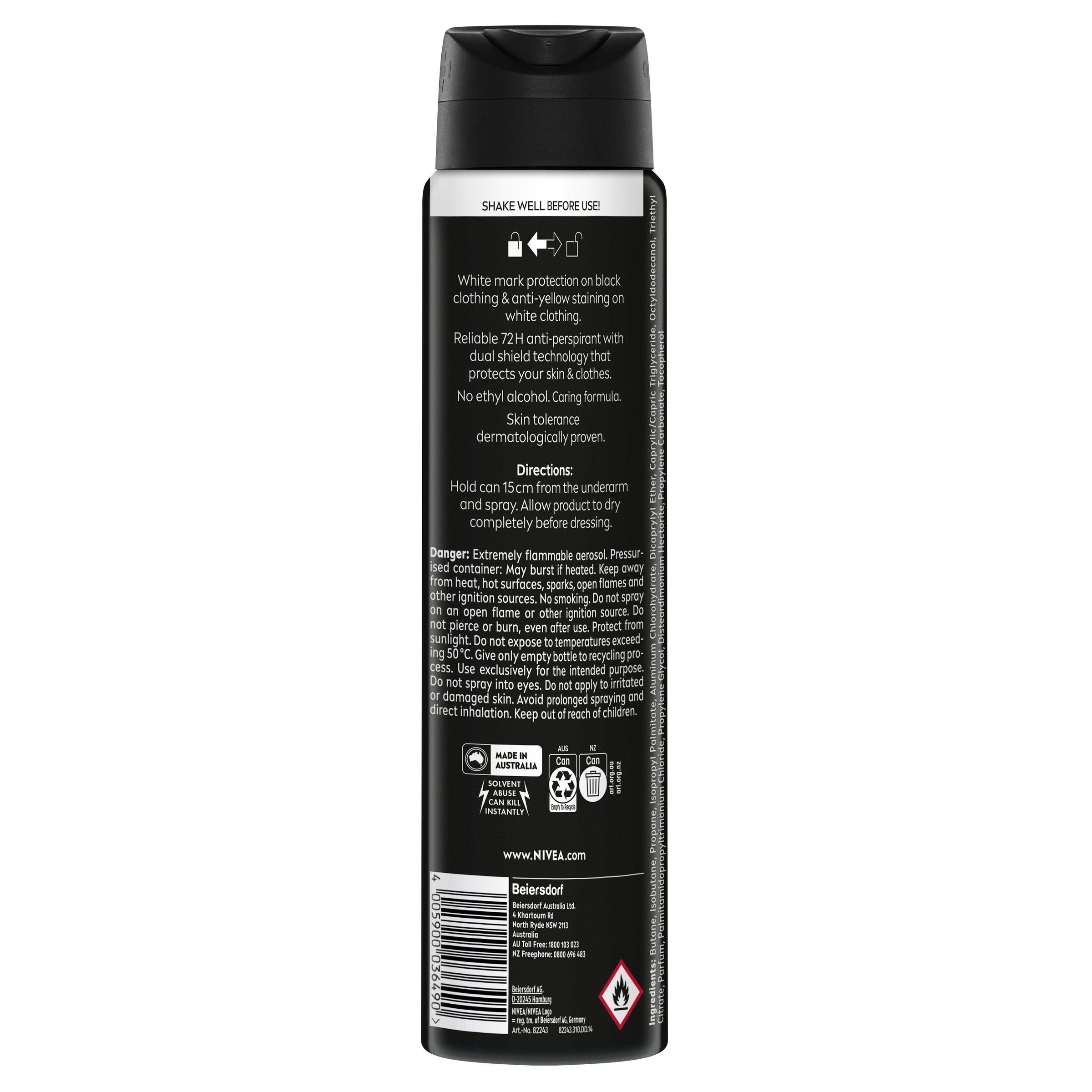 Nivea Men Anti-Perspirant Spray Invisible Black & White 250ml - Image 2