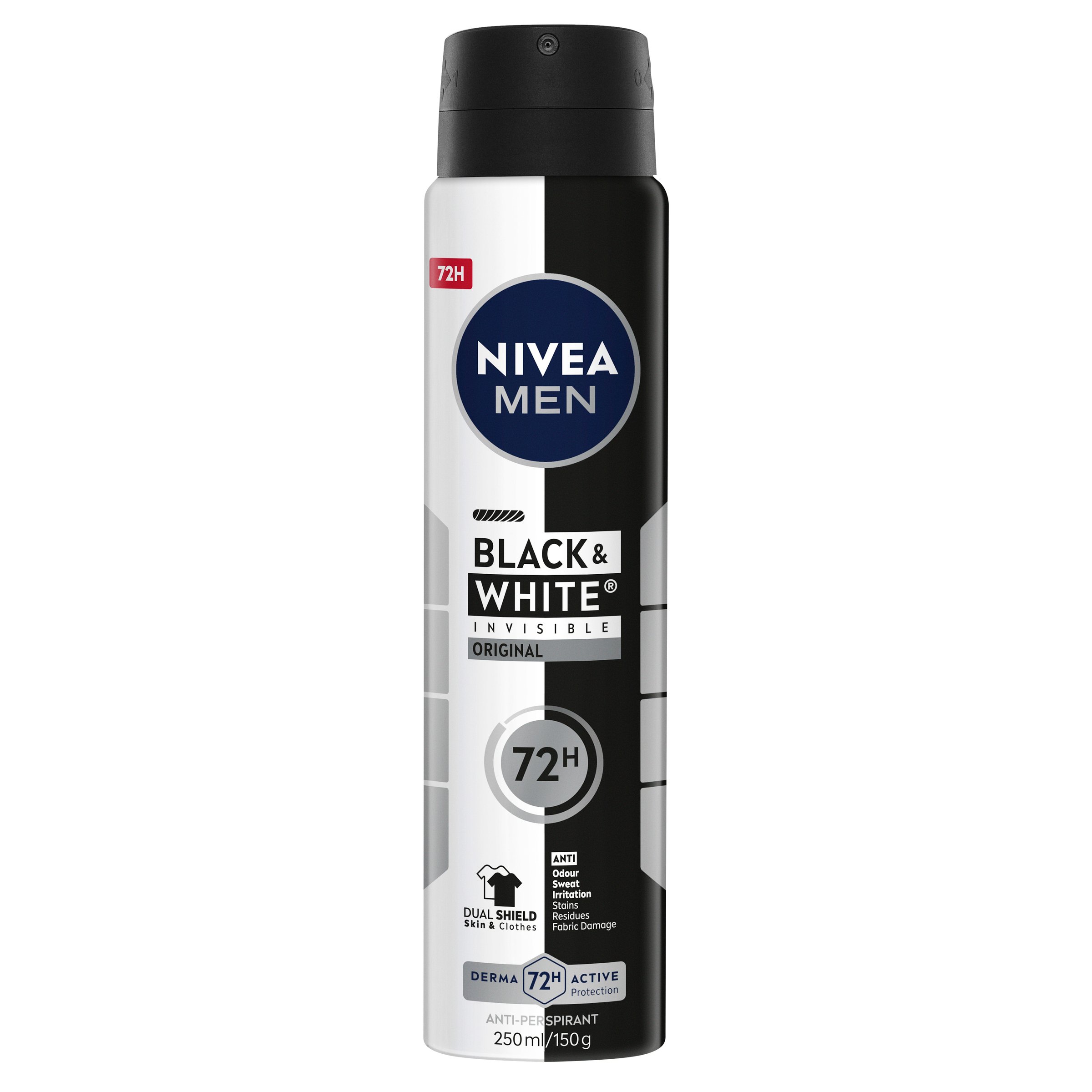 Nivea Men Anti-Perspirant Spray Invisible Black & White 250ml - Image 1