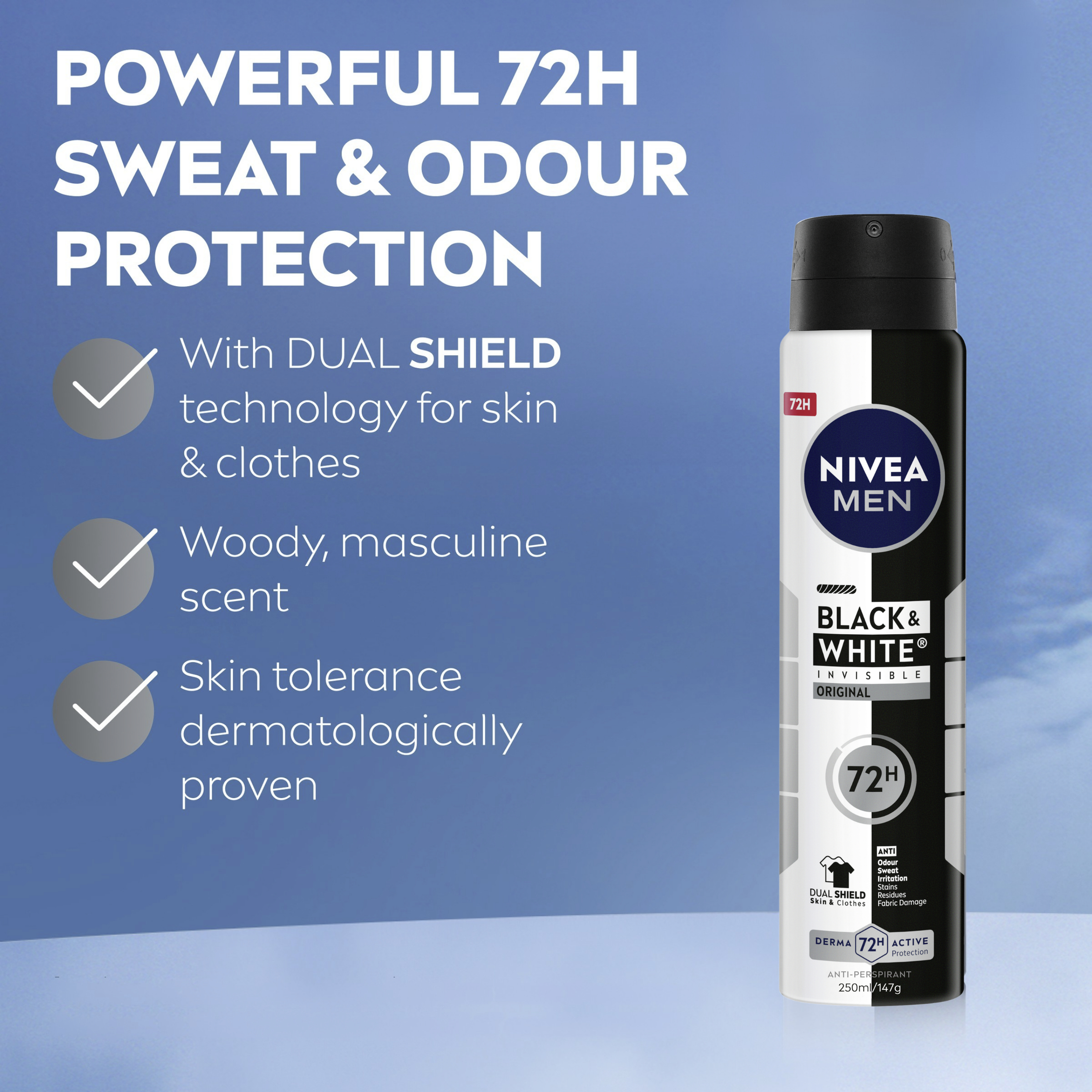 Nivea Men Anti-Perspirant Spray Invisible Black & White 250ml - Image 5