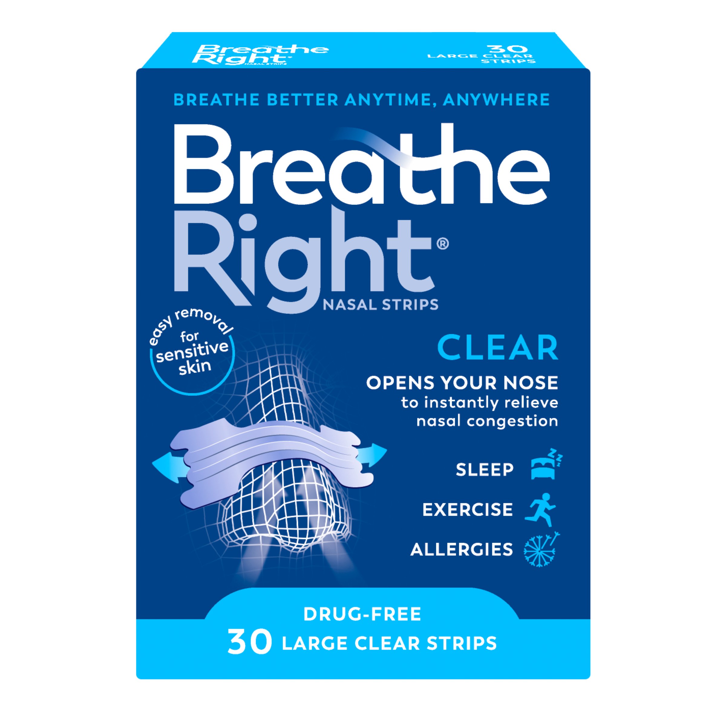 Breathe Right Clear Nasal Strip Large 30 pack - Image 1