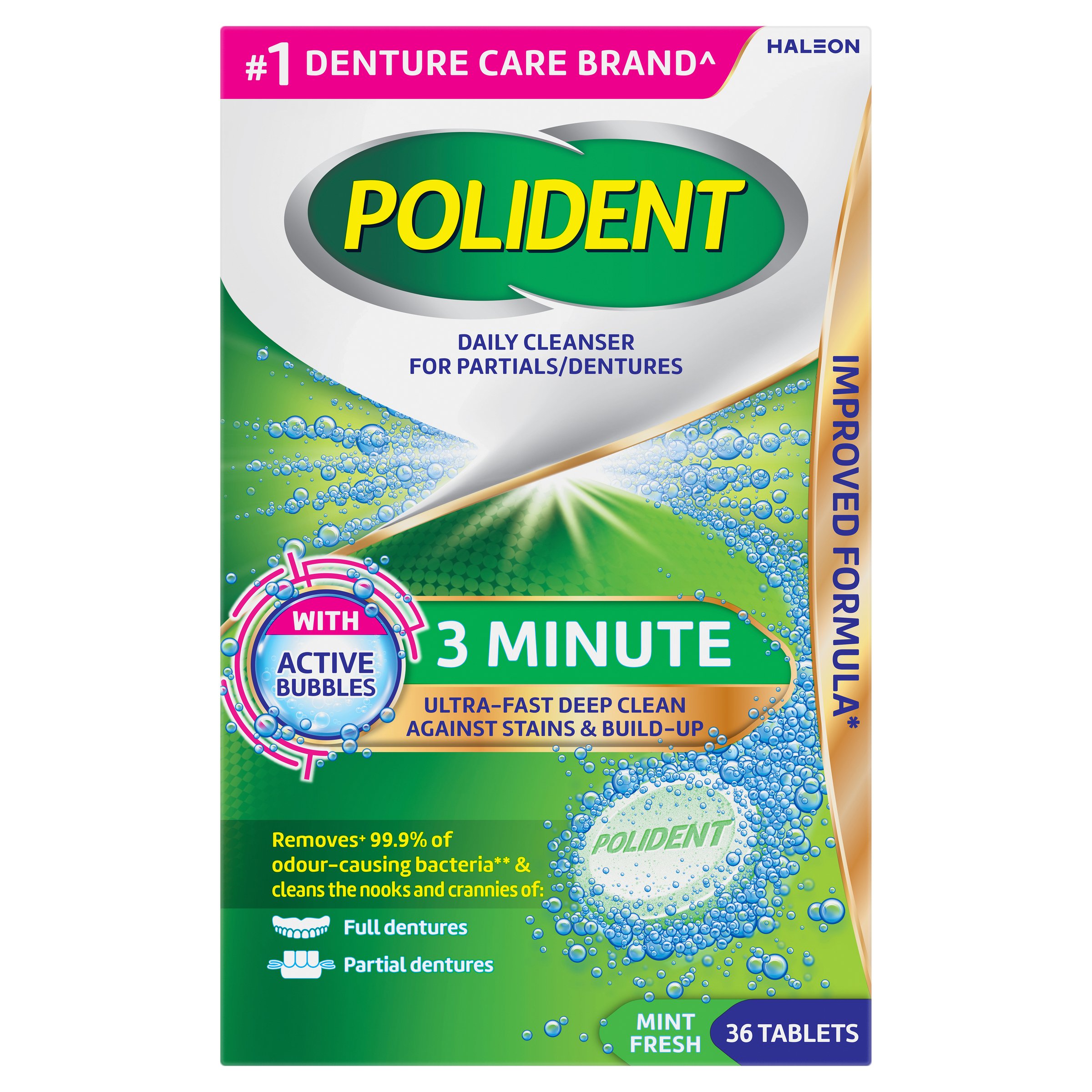 Polident Fresh Active Denture Cleanser 36 tablets - Image 1