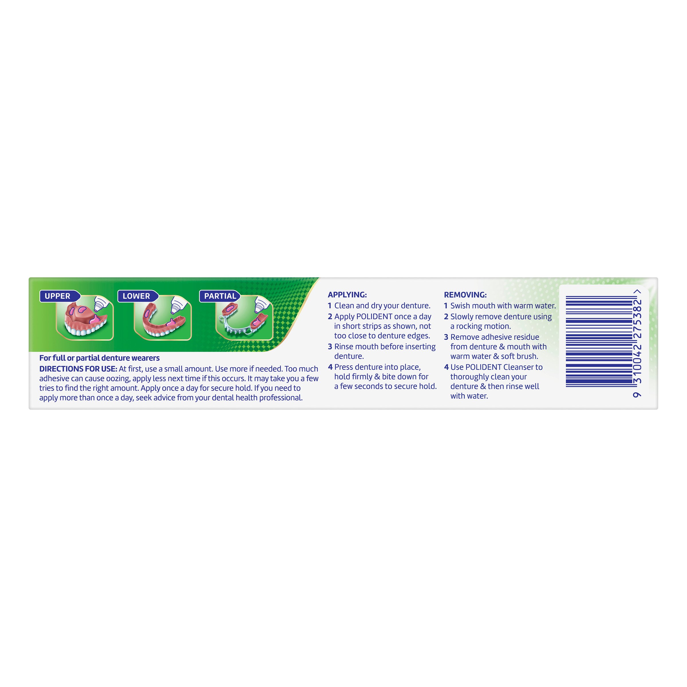 Polident Denture Adhesive Cream Fresh Mint 60g - Image 2