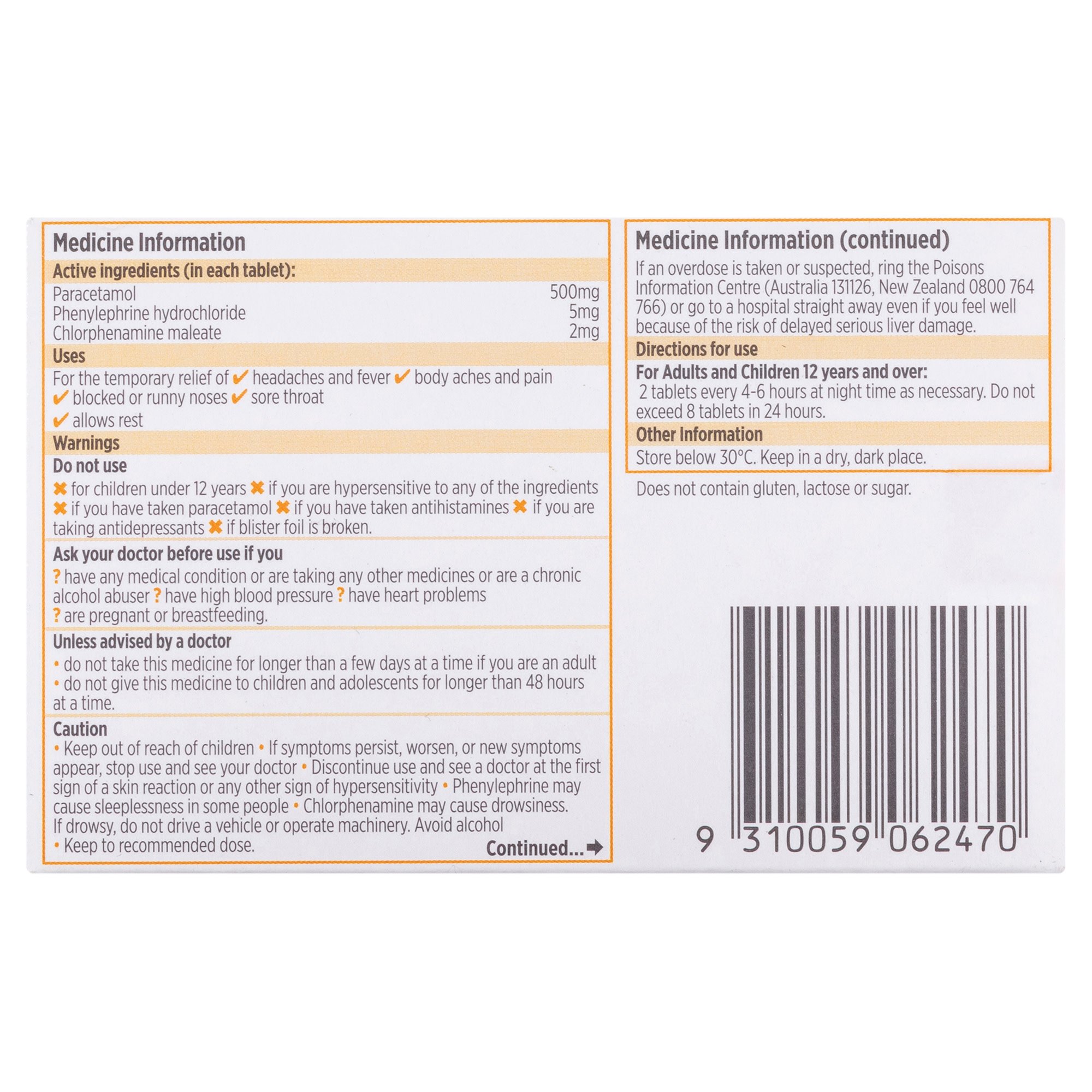 Codral PE Night 24 tablets - Image 2
