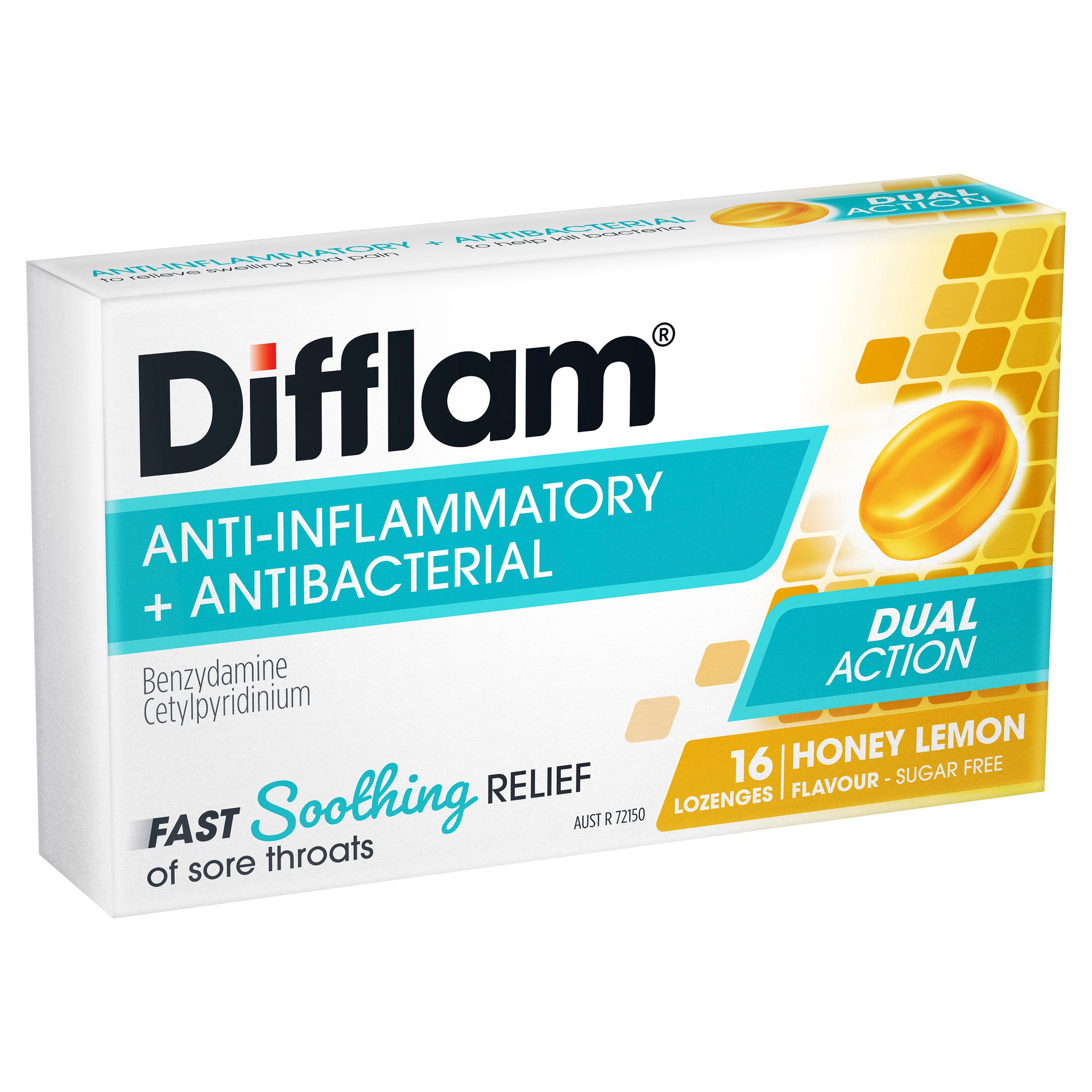 Difflam Honey Lemon Sugar Free 16 lozenges - Image 7