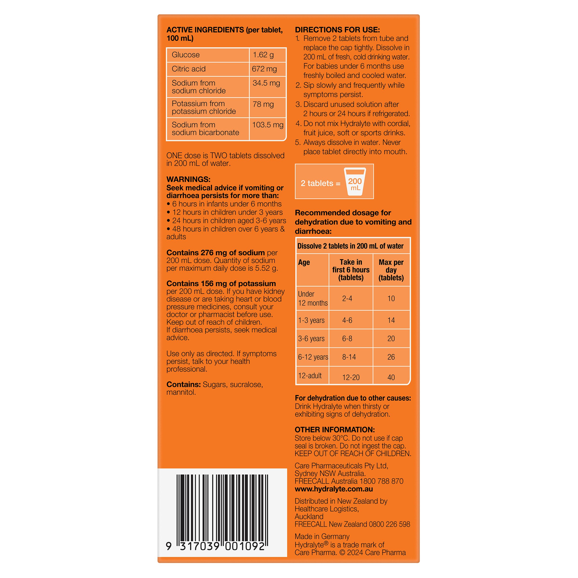 Hydralyte Effervescent Orange 40 tablets - Image 2
