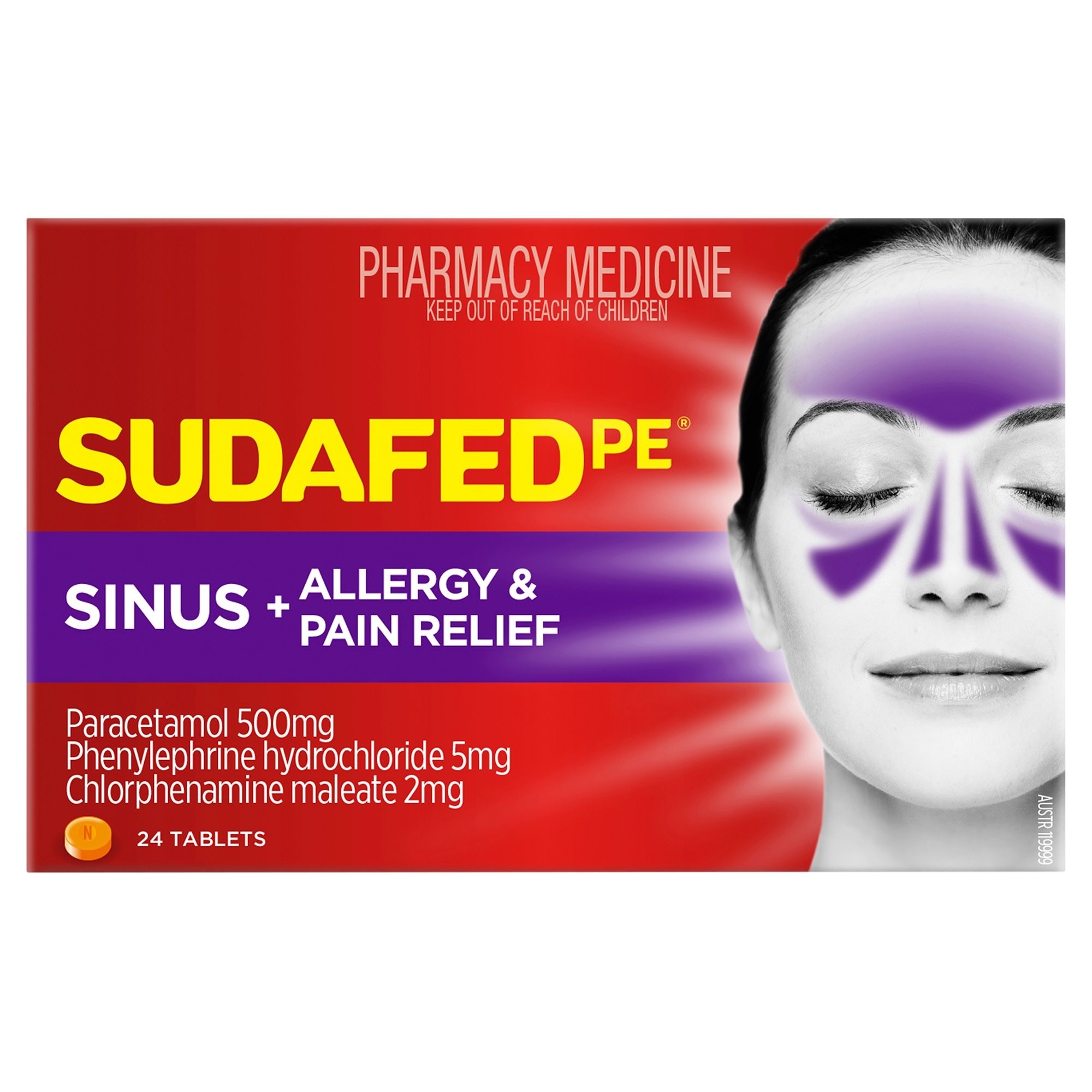 Sudafed PE Sinus + Allergy & Pain Relief 24 tablets - Image 1