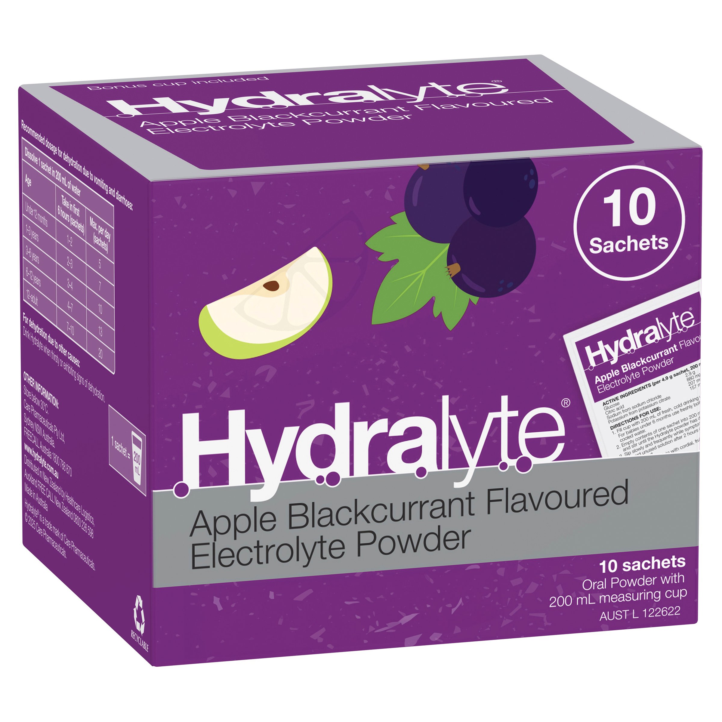 Hydralyte Electrolyte Powder Apple Blackcurrant Flavoured 10 Sachets - Image 11