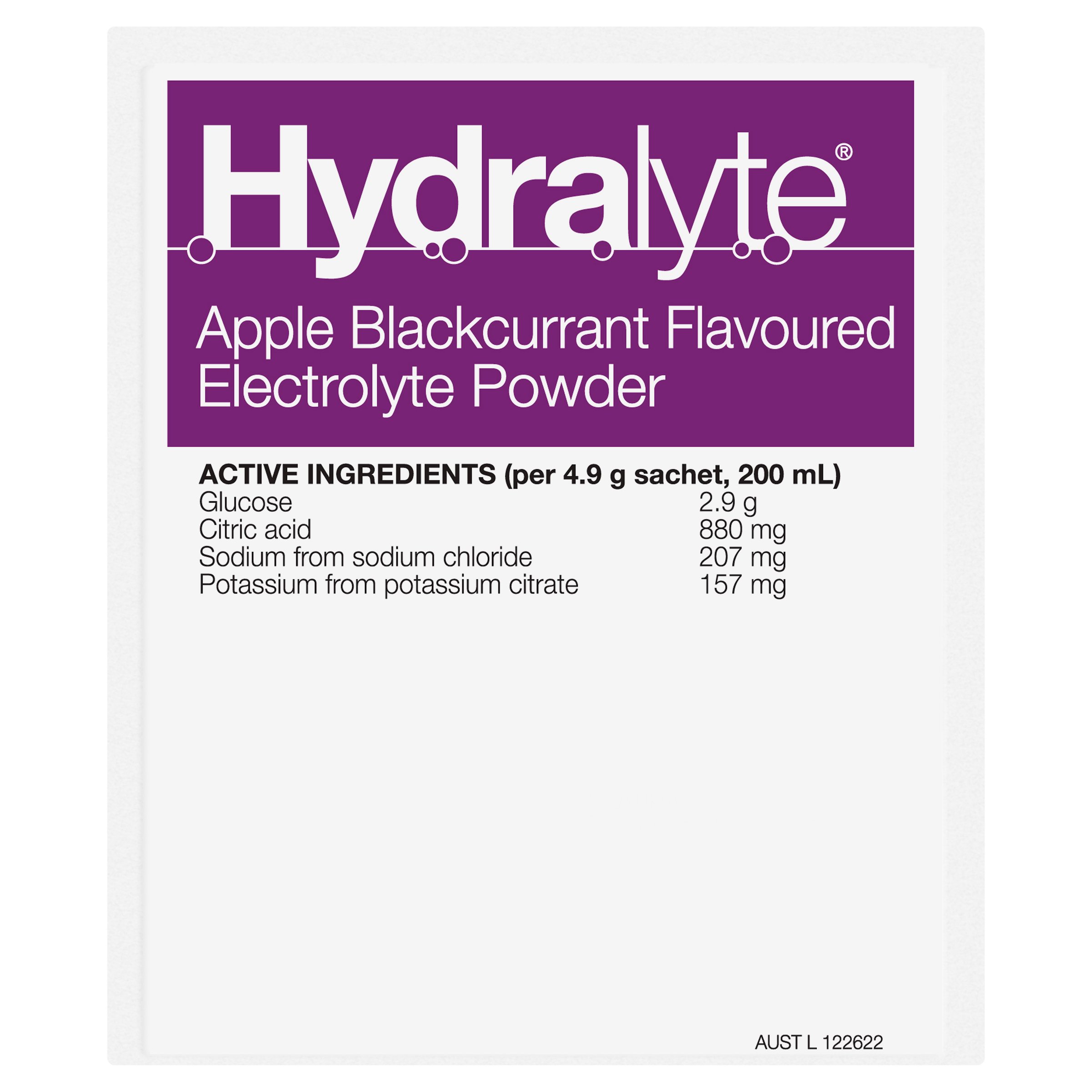 Hydralyte Electrolyte Powder Apple Blackcurrant Flavoured 10 Sachets - Image 9