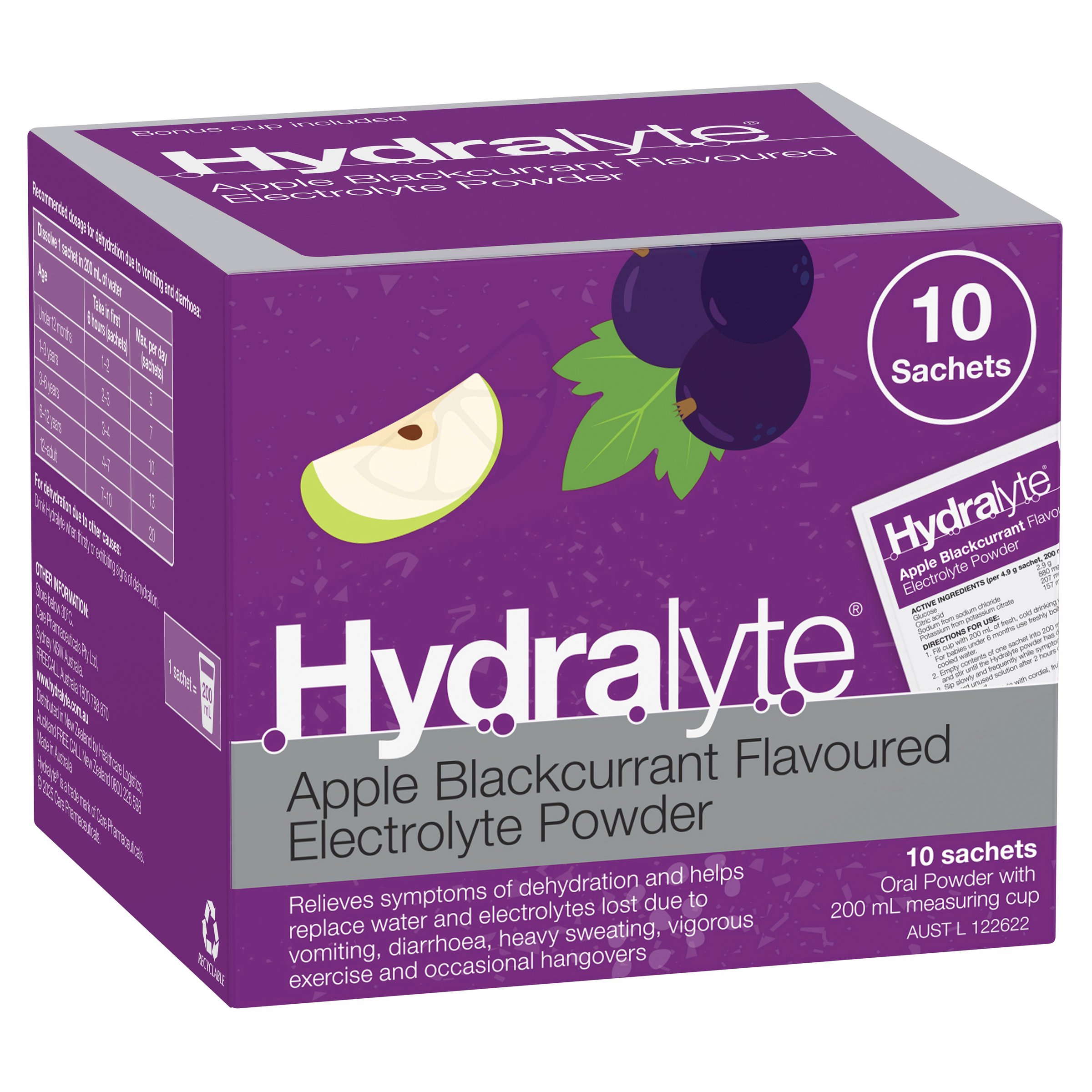 Hydralyte Electrolyte Powder Apple Blackcurrant Flavoured 10 Sachets - Image 14