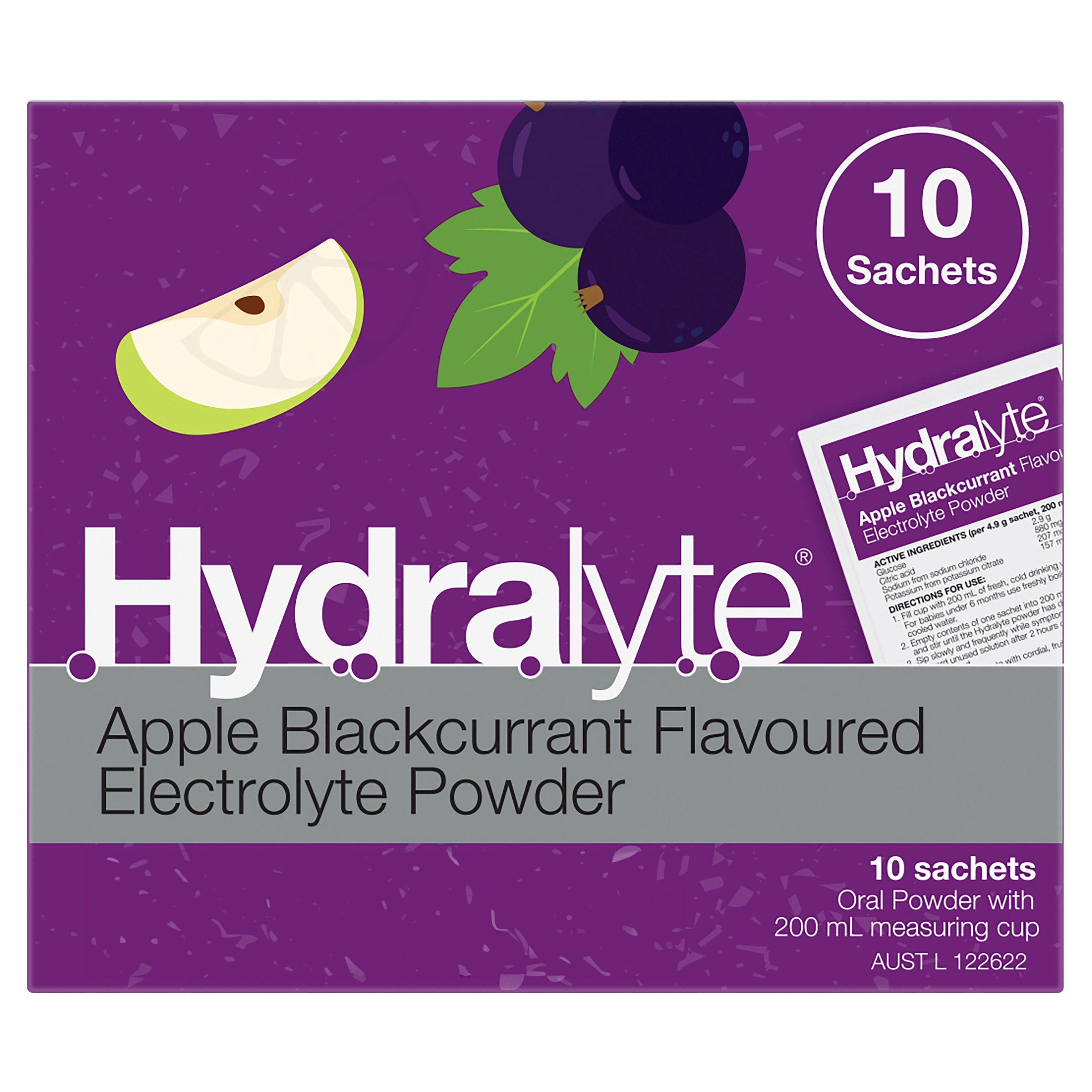 Hydralyte Electrolyte Powder Apple Blackcurrant Flavoured 10 Sachets - Image 12