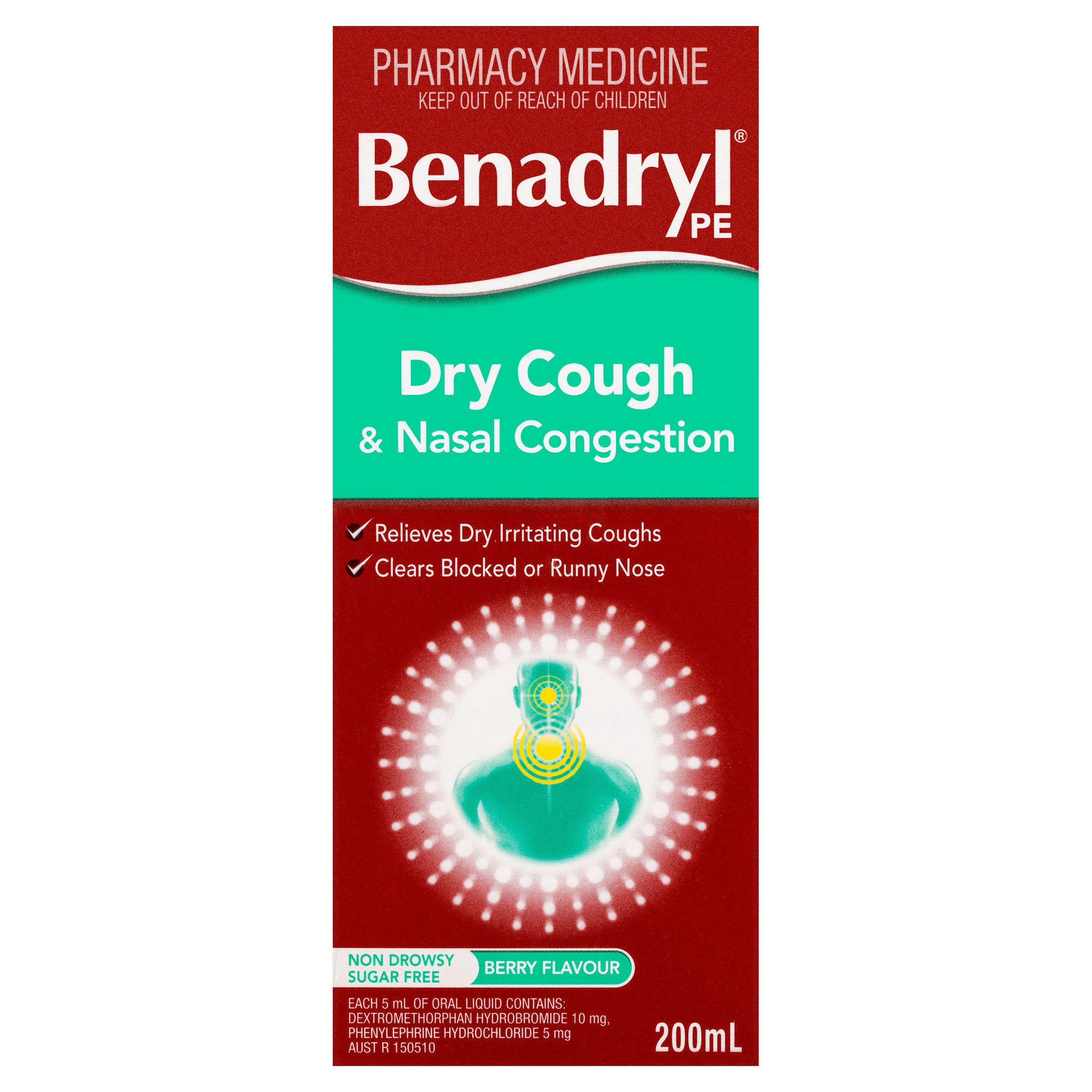 Benadryl Dry Cough & Nasal Congestion 200ml - Image 1