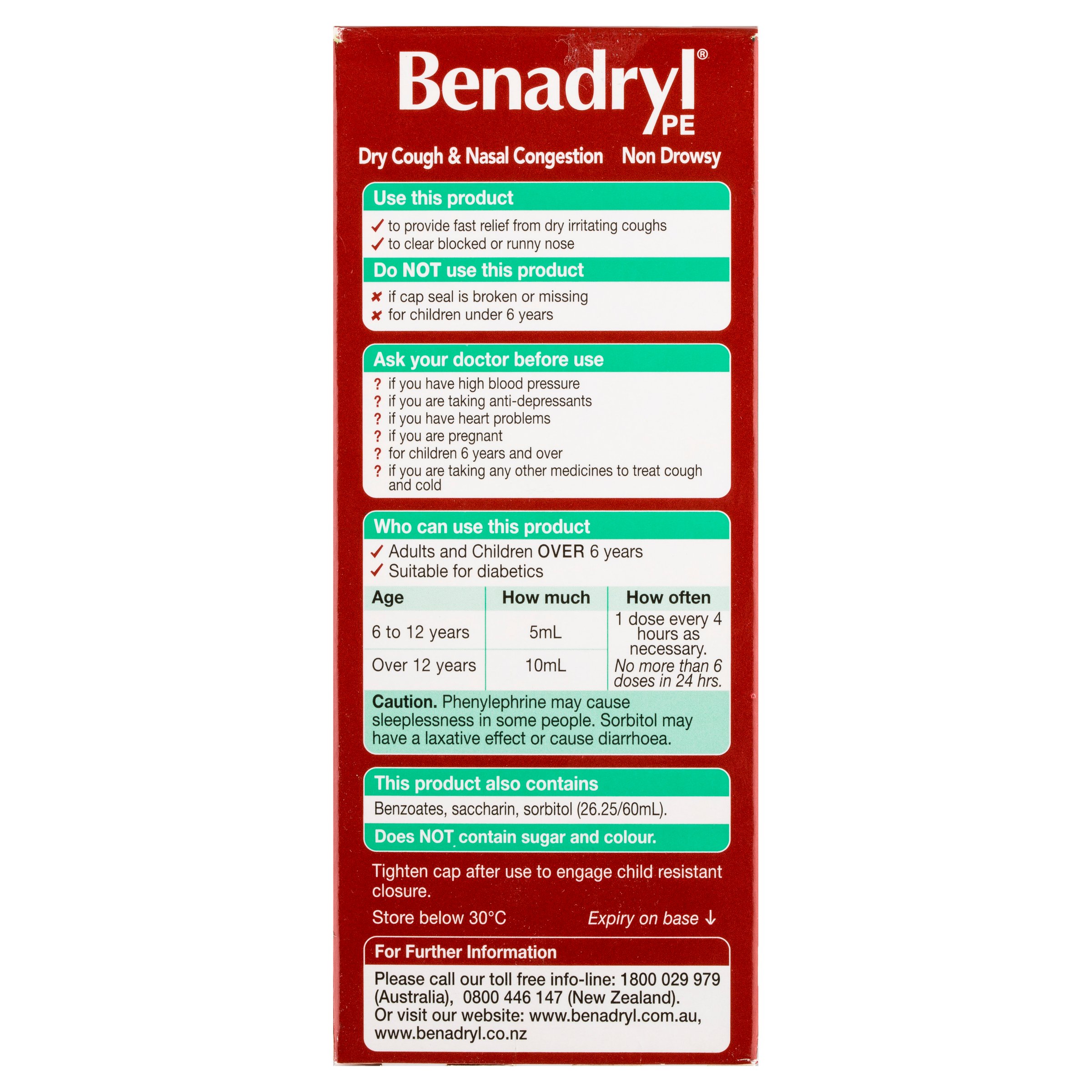 Benadryl Dry Cough & Nasal Congestion 200ml - Image 2