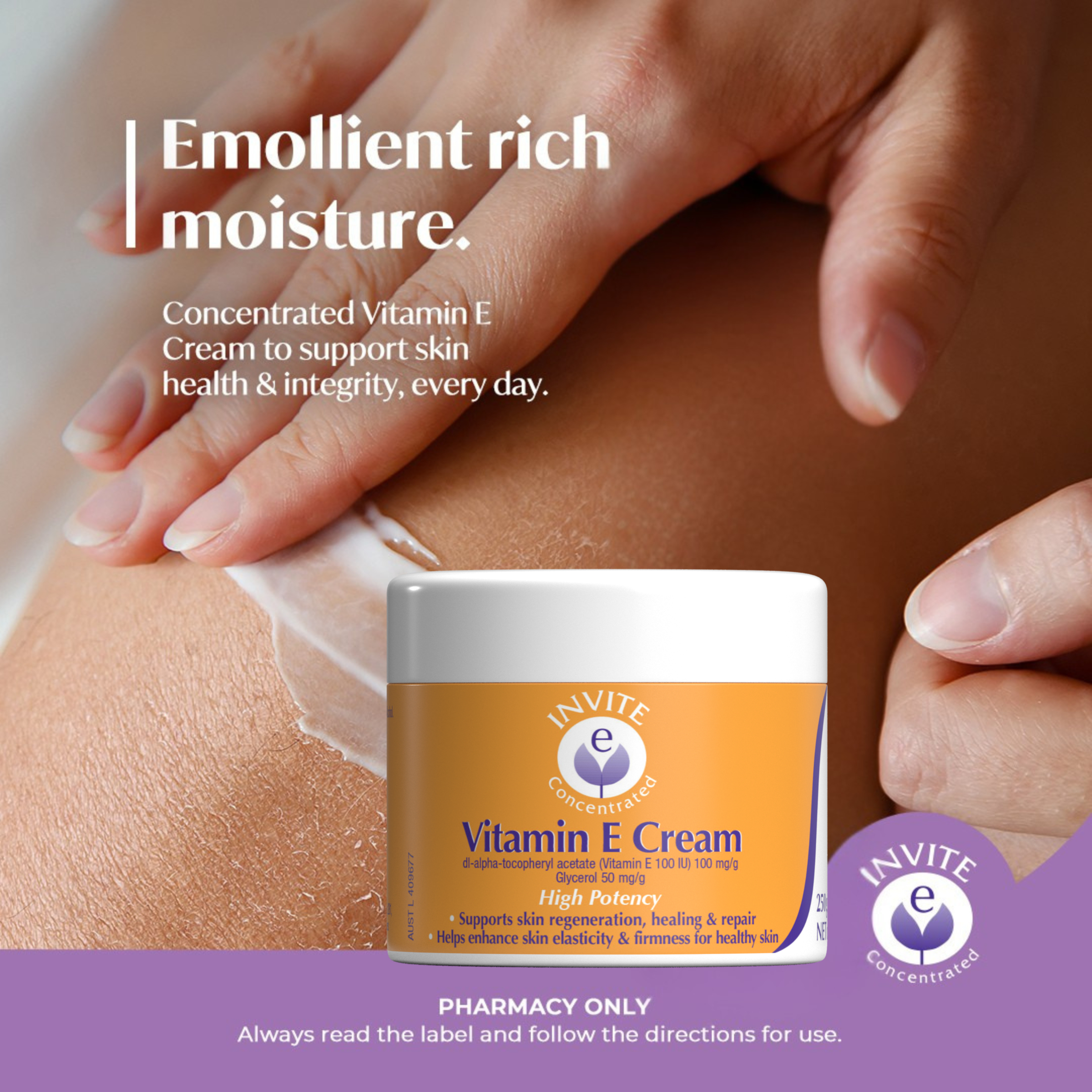 Invite E Vitamin E Cream Tub 250g - Image 4