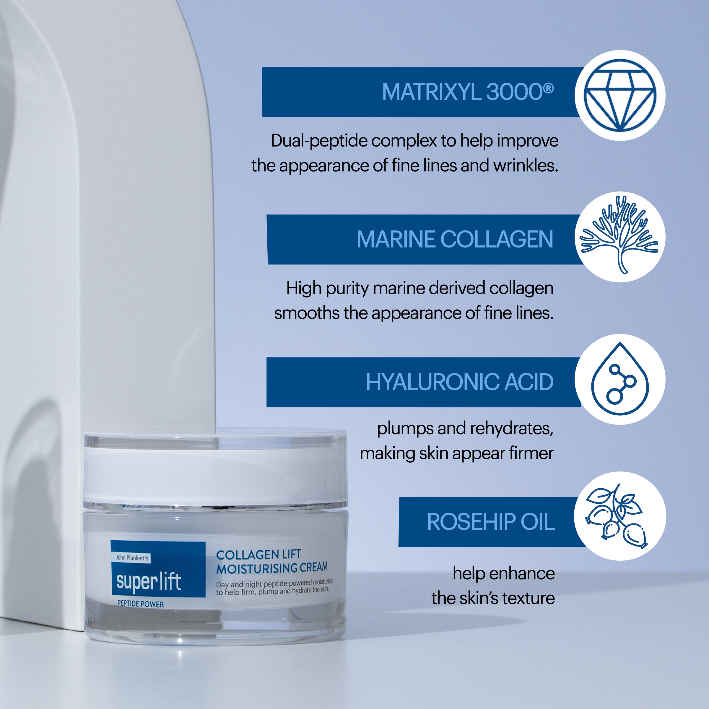 John Plunkett's SuperLift Collagen Lift Moisturising Cream 50g - Image 4