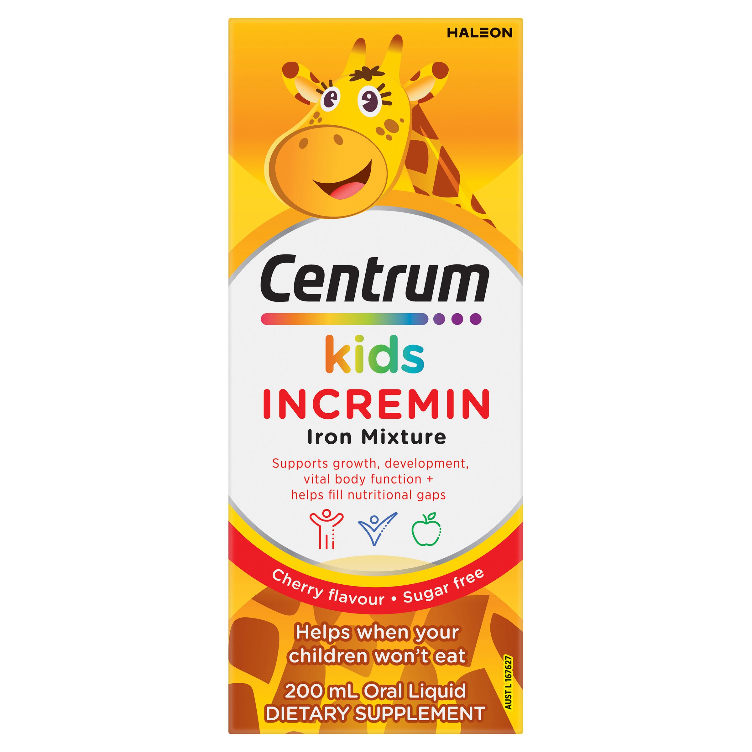 Centrum Kids Incremin Iron Mixture Cherry Flavour 200ml - Image 1