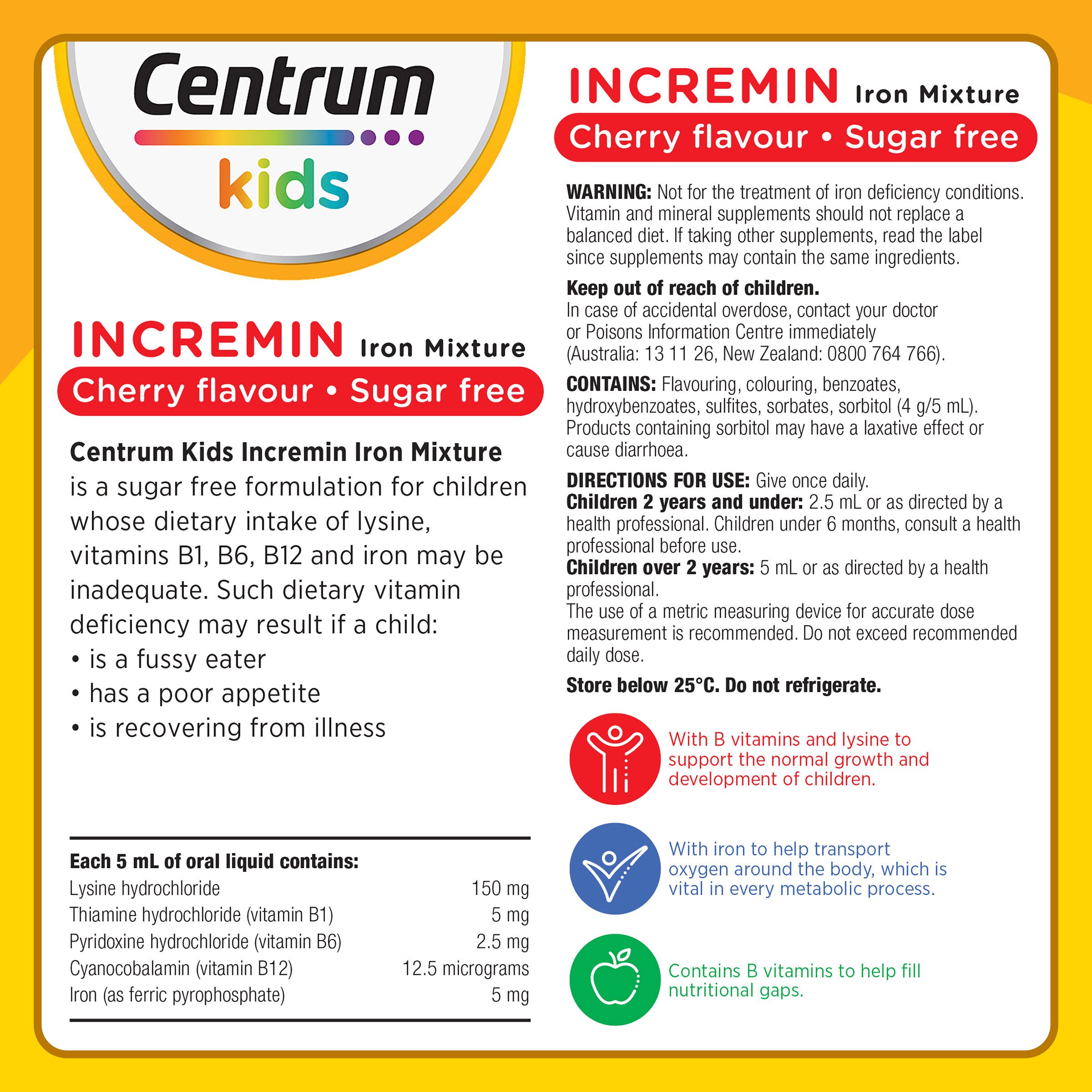 Centrum Kids Incremin Iron Mixture Cherry Flavour 200ml - Image 6