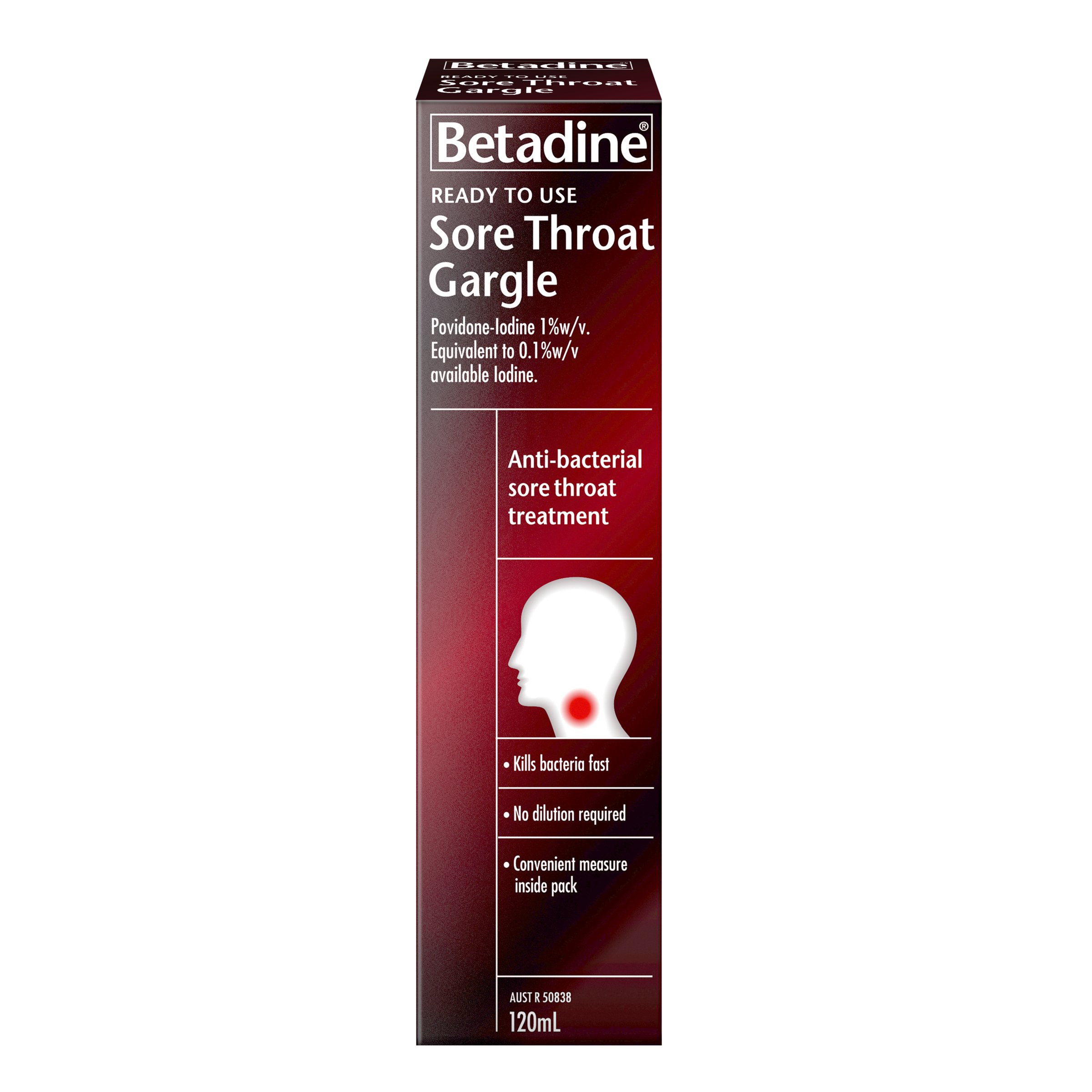 Betadine Sore Throat Gargle Ready To Use 120ml - Image 6