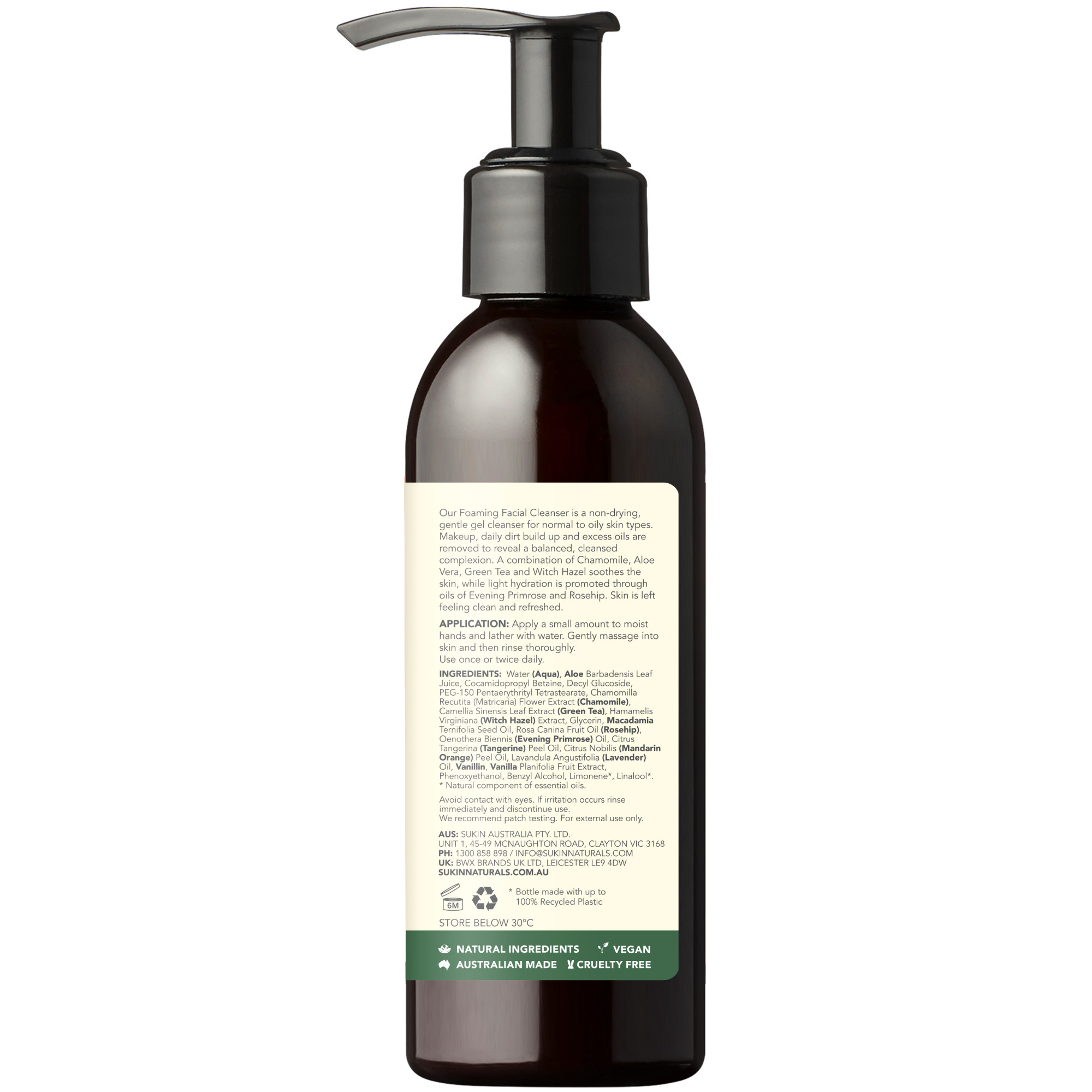 Sukin Foaming Facial Cleanser Pump 125ml - Image 3