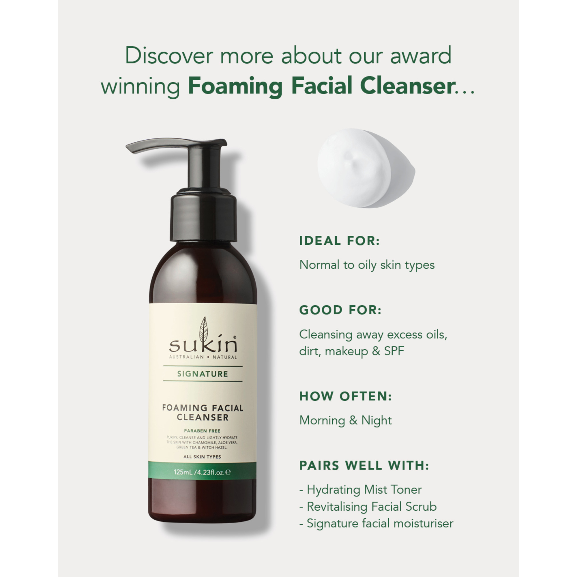 Sukin Foaming Facial Cleanser Pump 125ml - Image 9