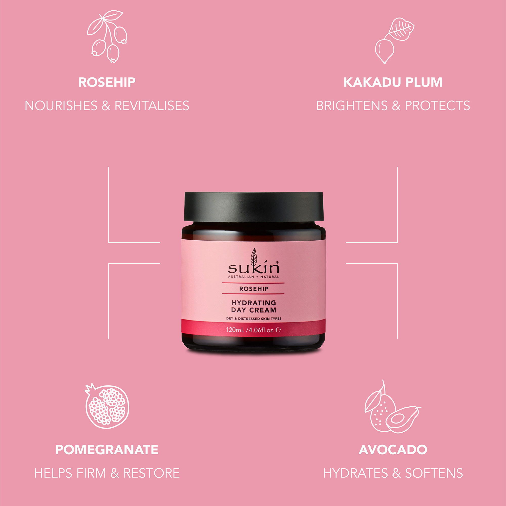 Sukin Rosehip Hydrating Day Cream 120ml - Image 9