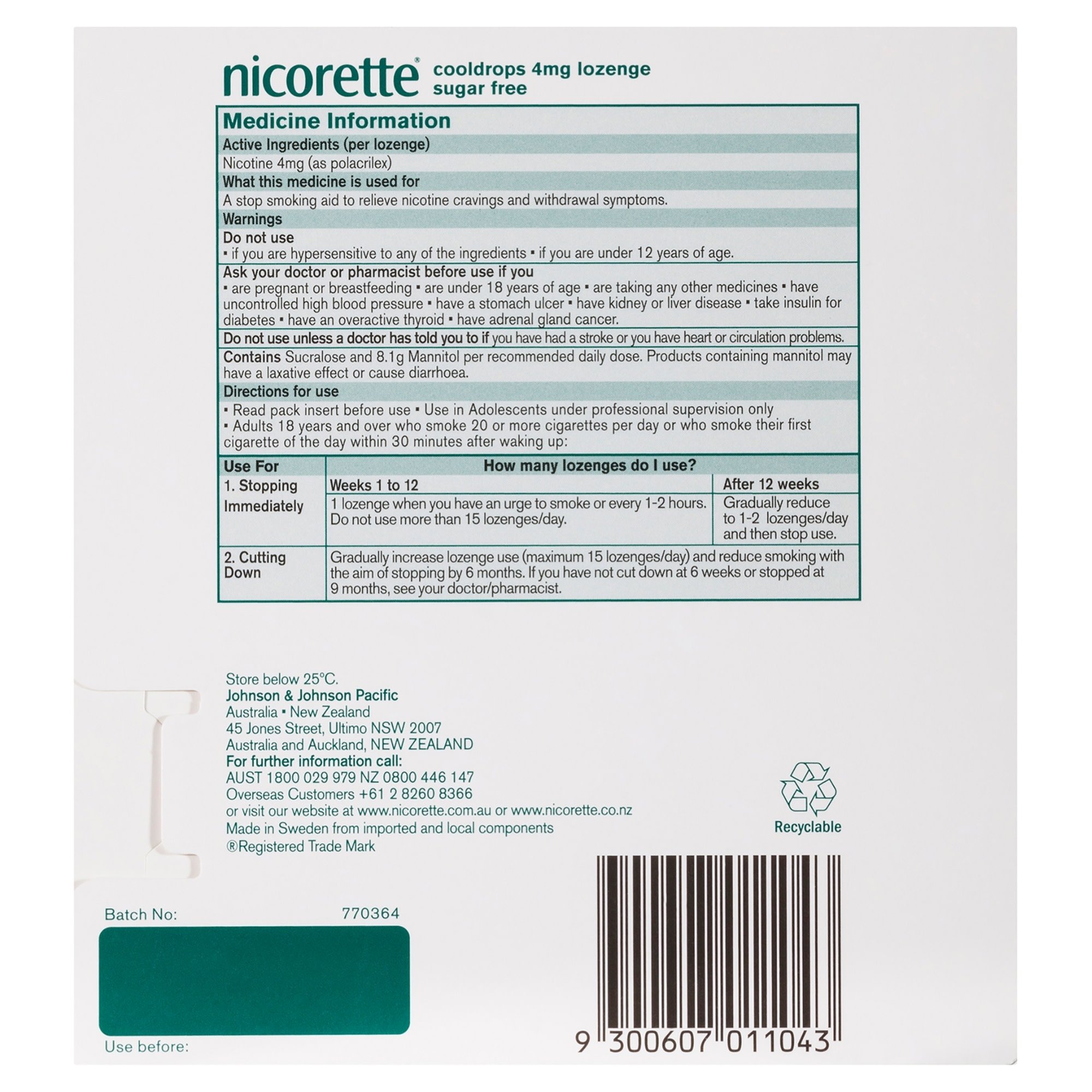 Nicorette Cooldrops 4mg Extra Strength 80 lozenges - Image 2