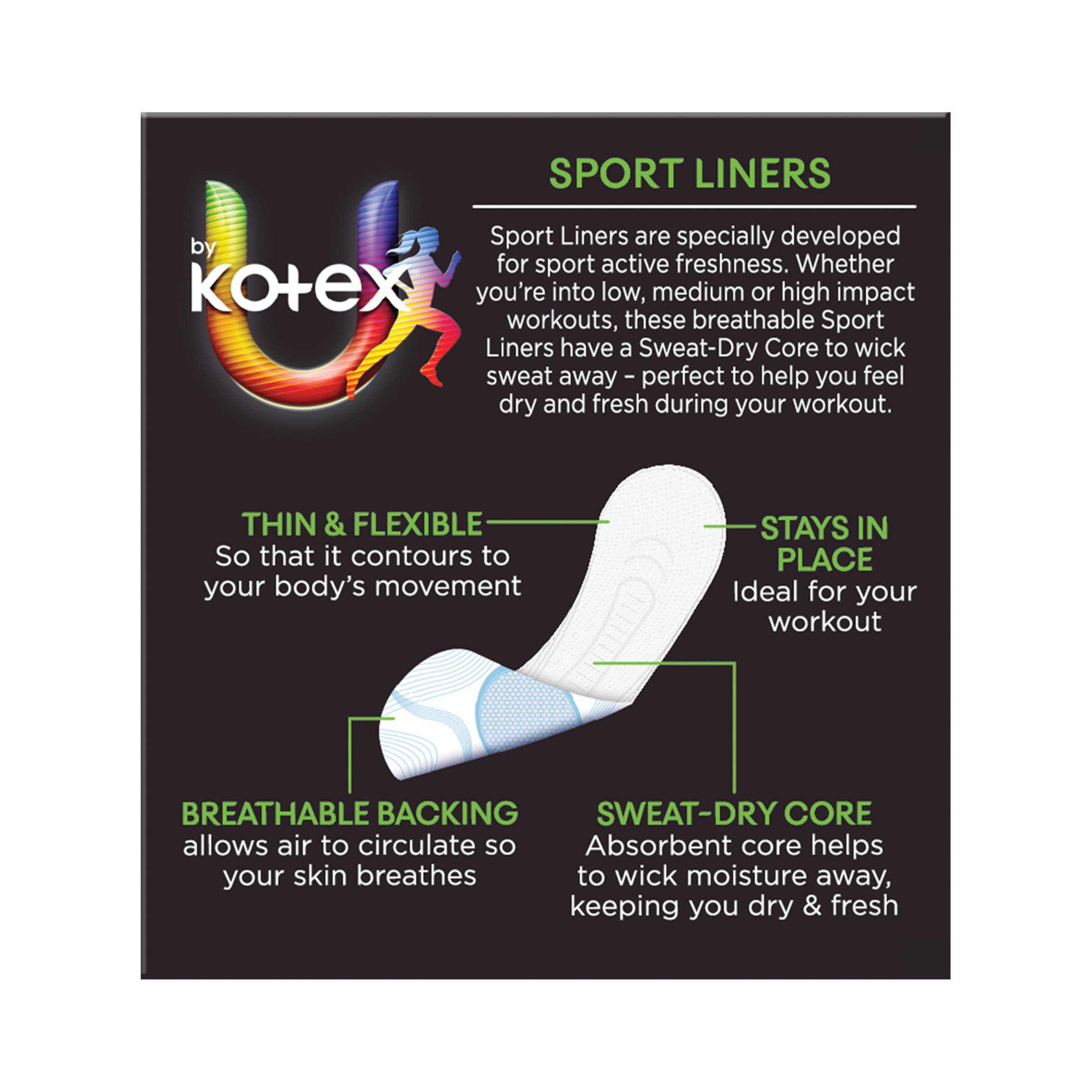 U by Kotex Liners Feminine Sport 30 pack - Image 3