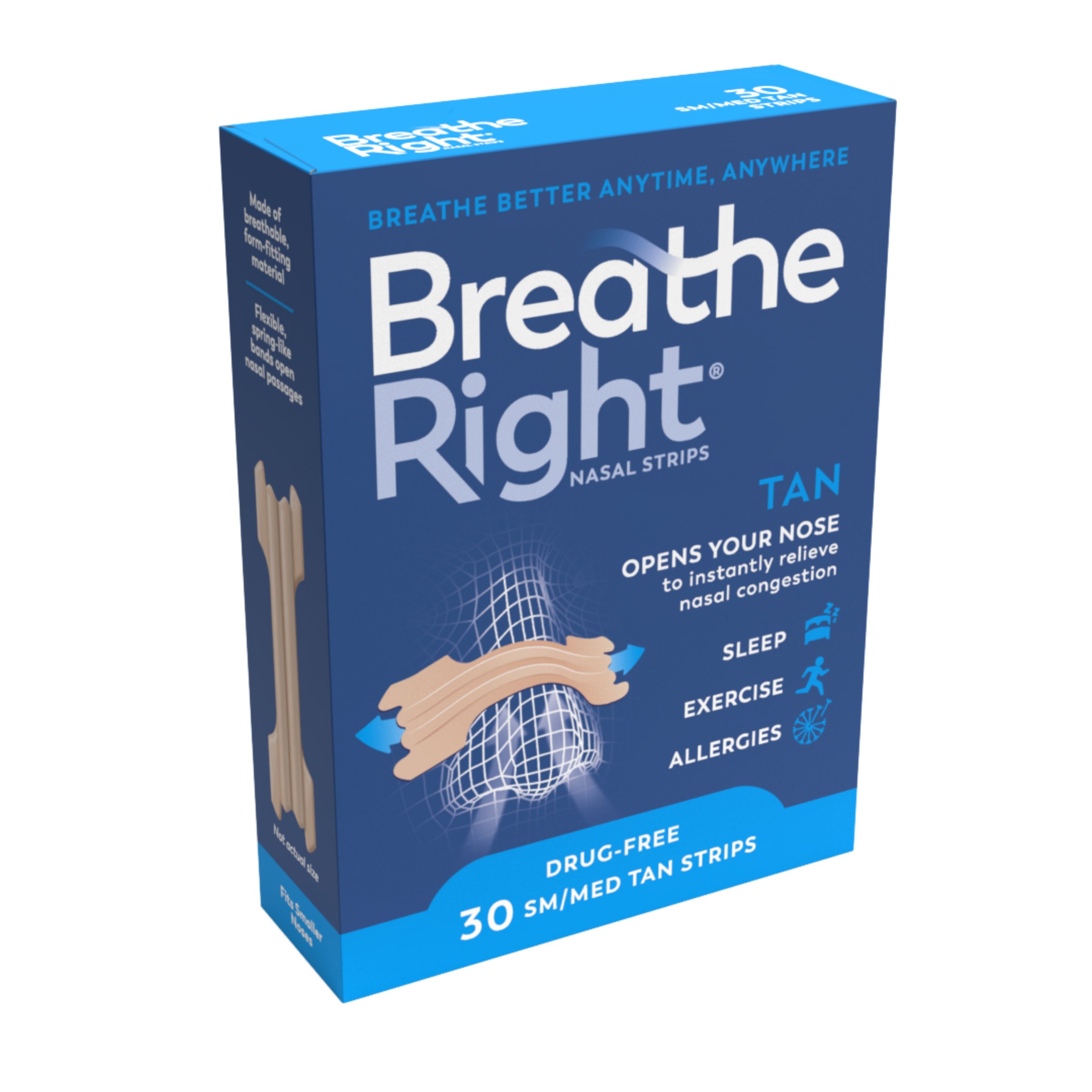 Breathe Right Nasal Strips Tan Small/Medium 30 pack - Image 9