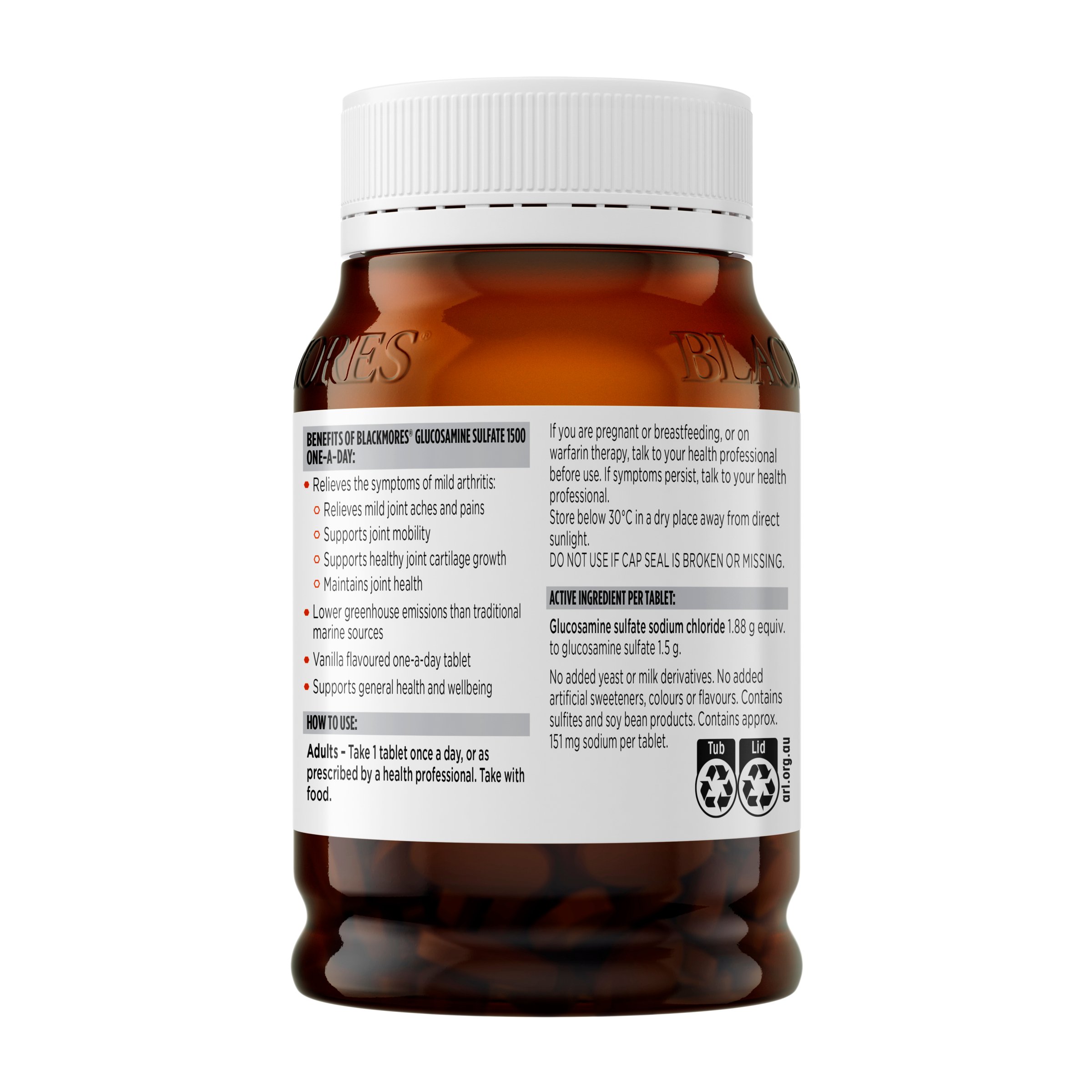Blackmores Glucosamine Sulfate Complex 1500mg - 180 tablets - Image 2