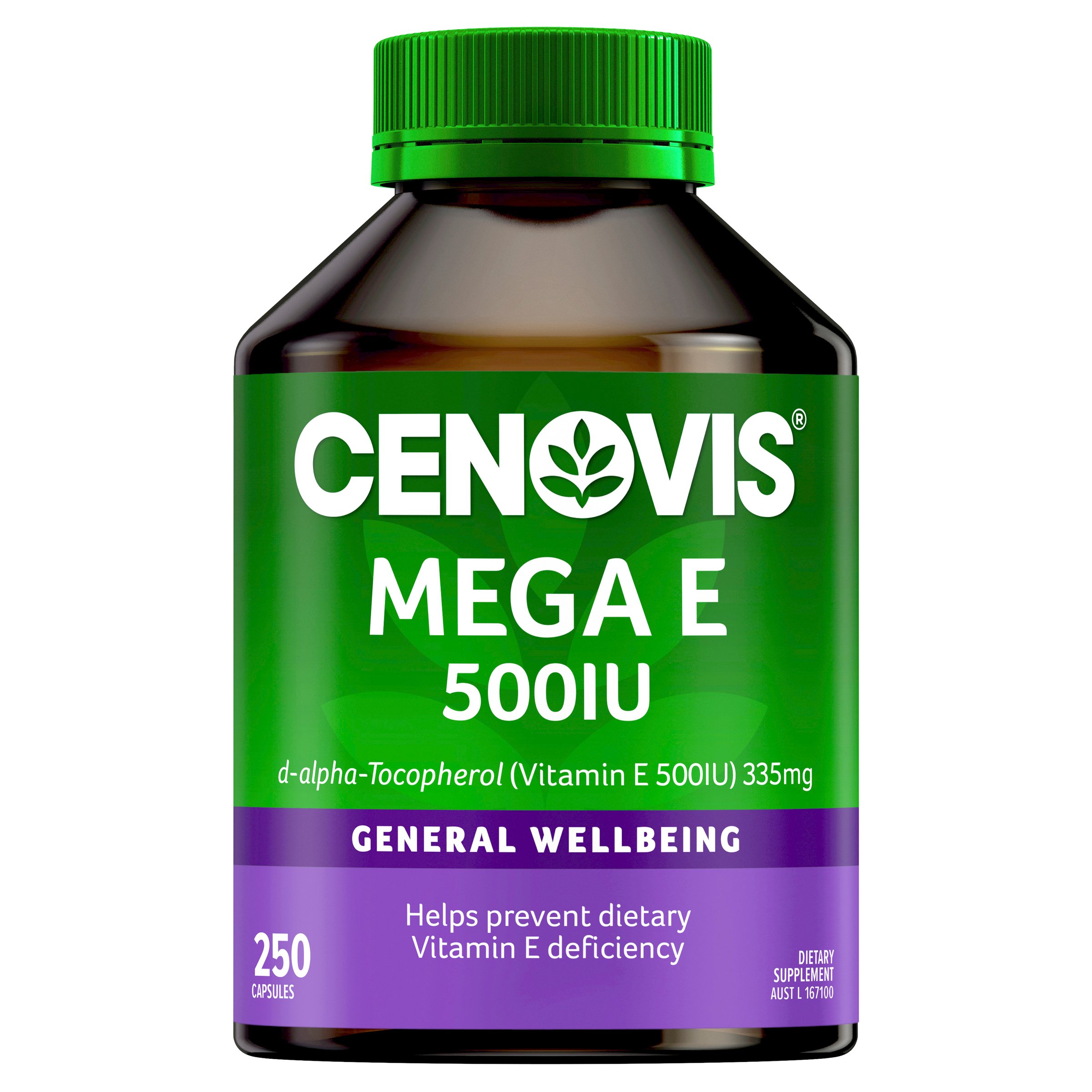 Cenovis Mega E 500mg - 250 capsules - Image 1