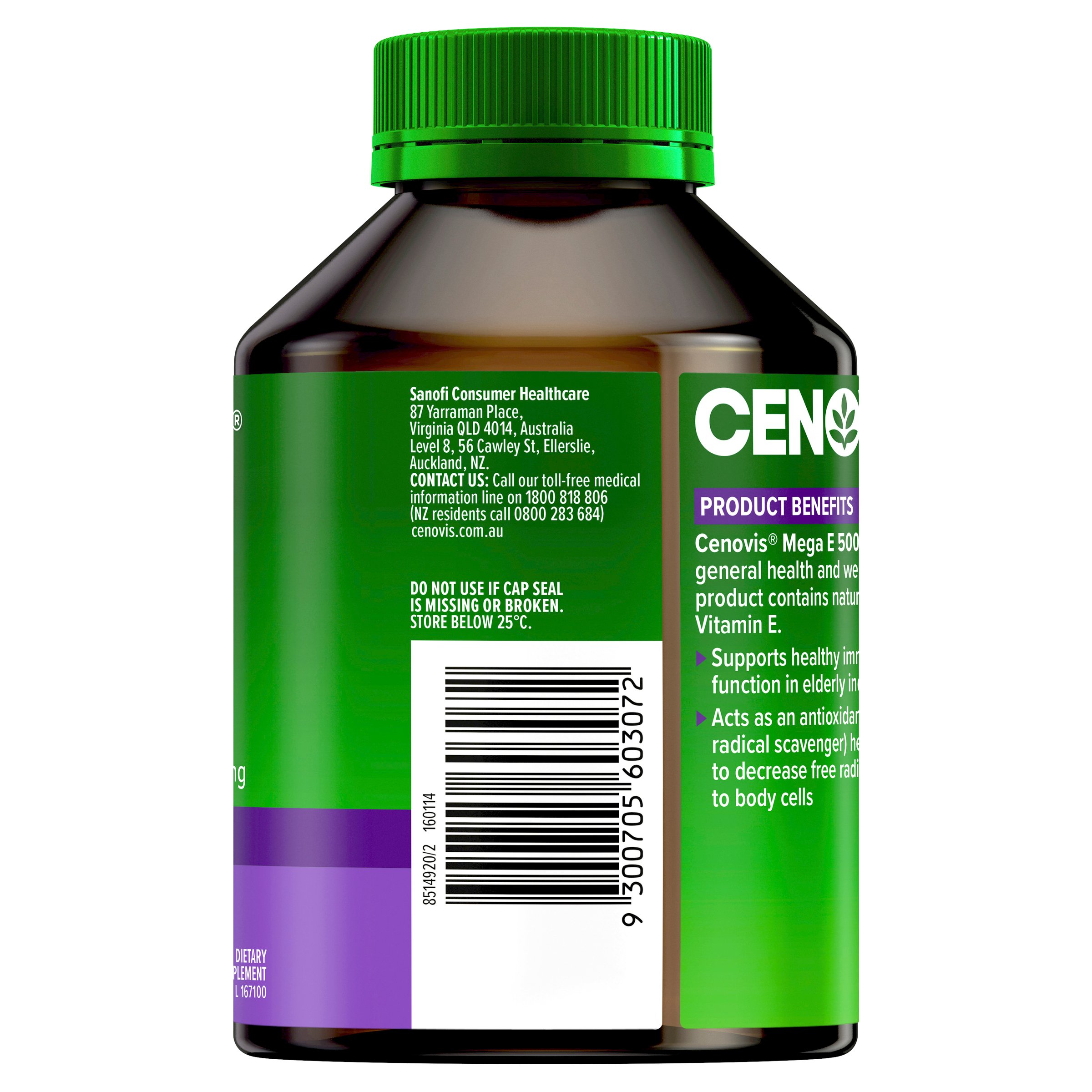 Cenovis Mega E 500mg - 250 capsules - Image 3
