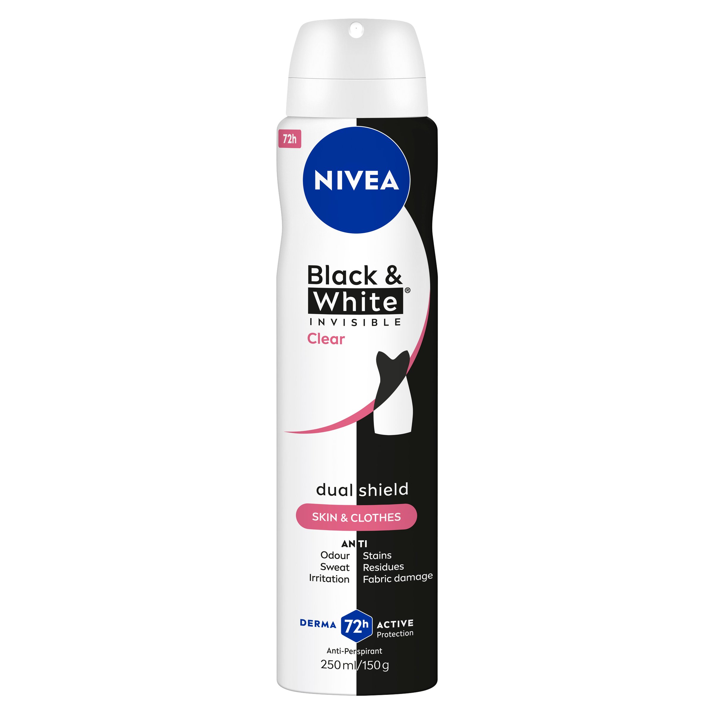 Nivea Deodorant Aerosol Invisible For Black & White Clear 250ml - Image 1