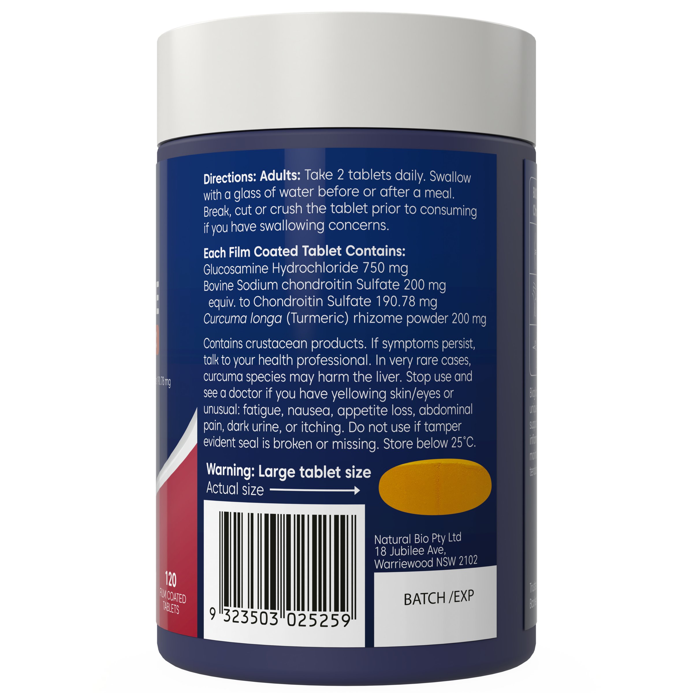 Bioglan Glucosamine Chondroitin + Turmeric 120 tablets - Image 2