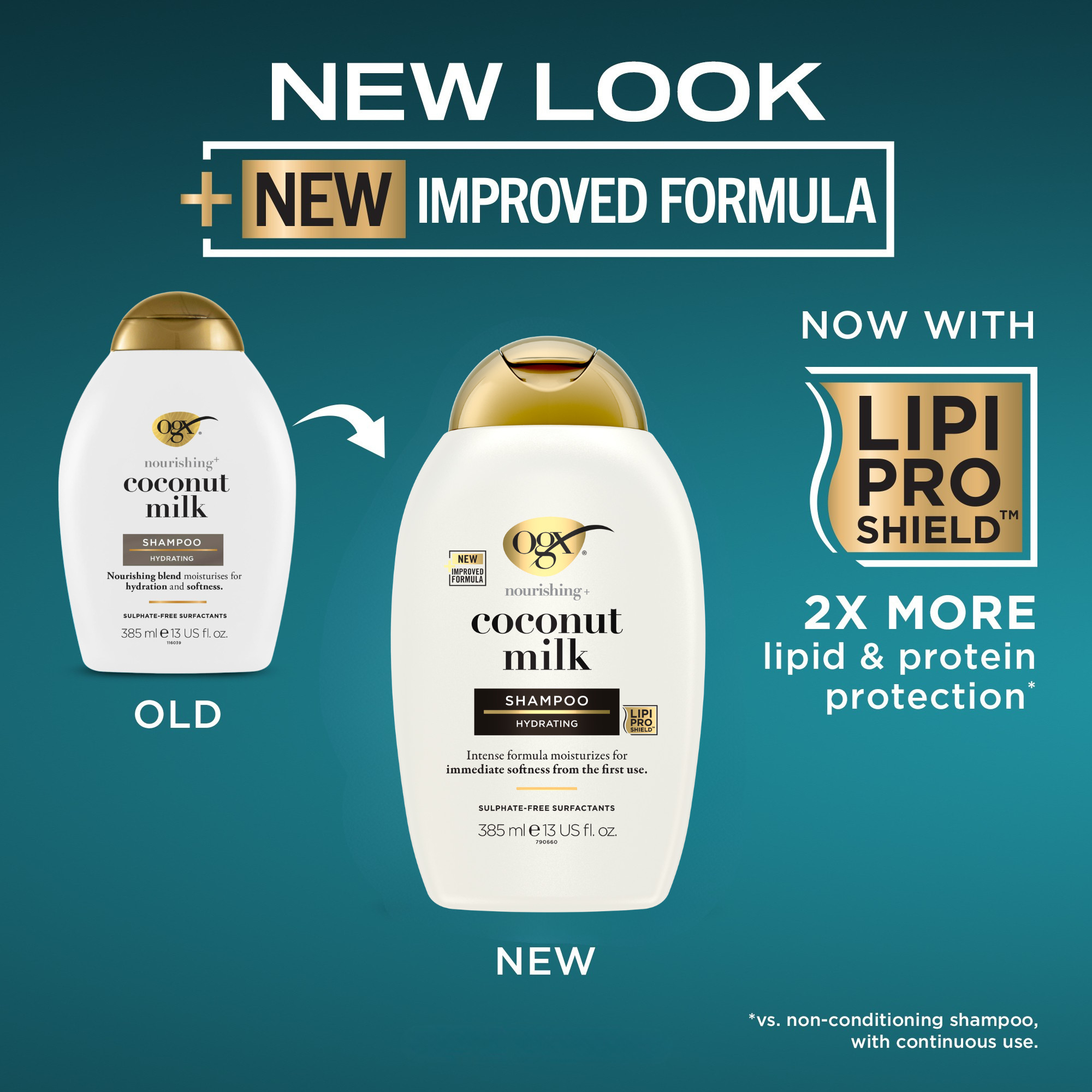 OGX Nourishing Coconut Milk Shampoo 385ml - Image 2