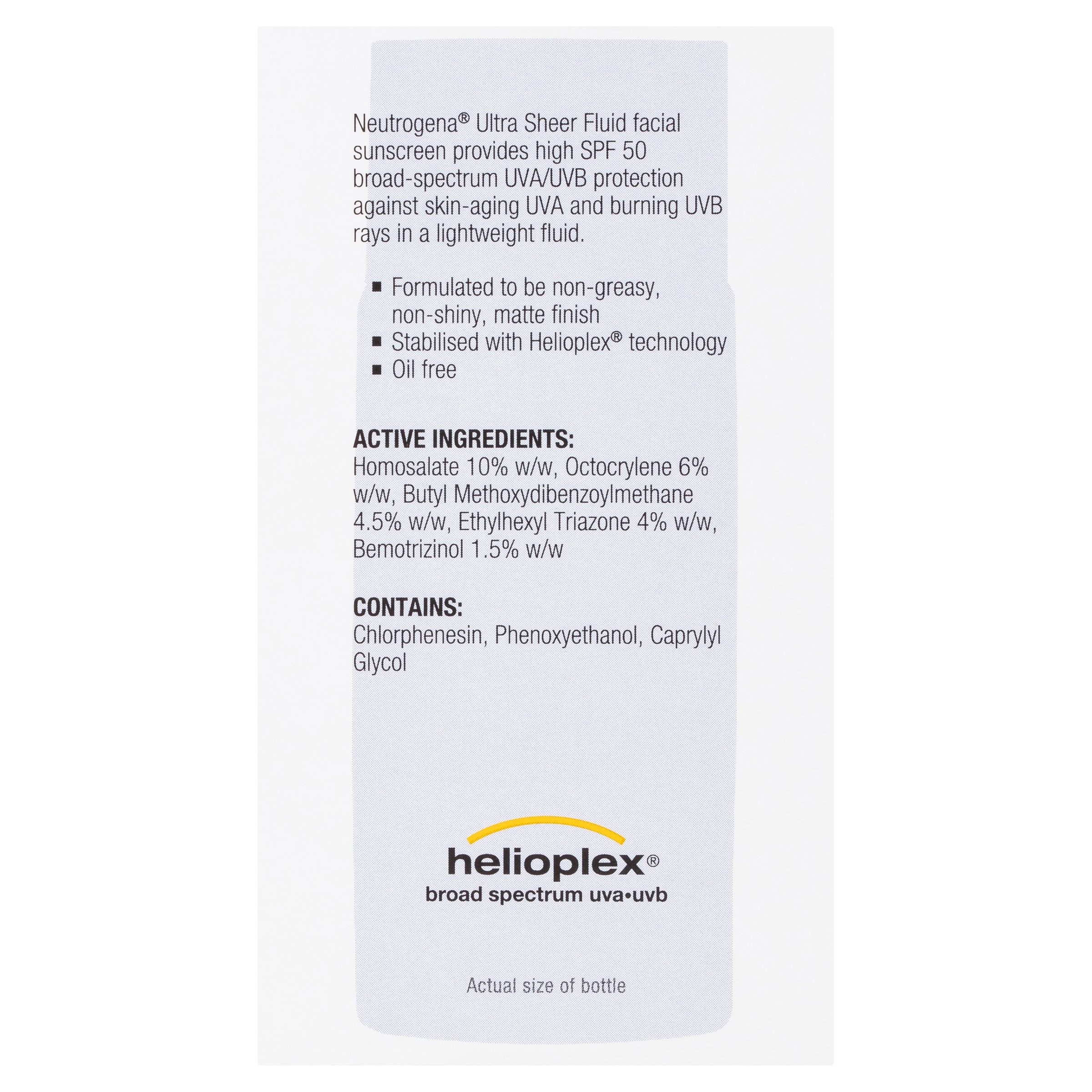 Neutrogena Ultra Sheer Fluid Sunscreen SPF50 - 40ml - Image 2