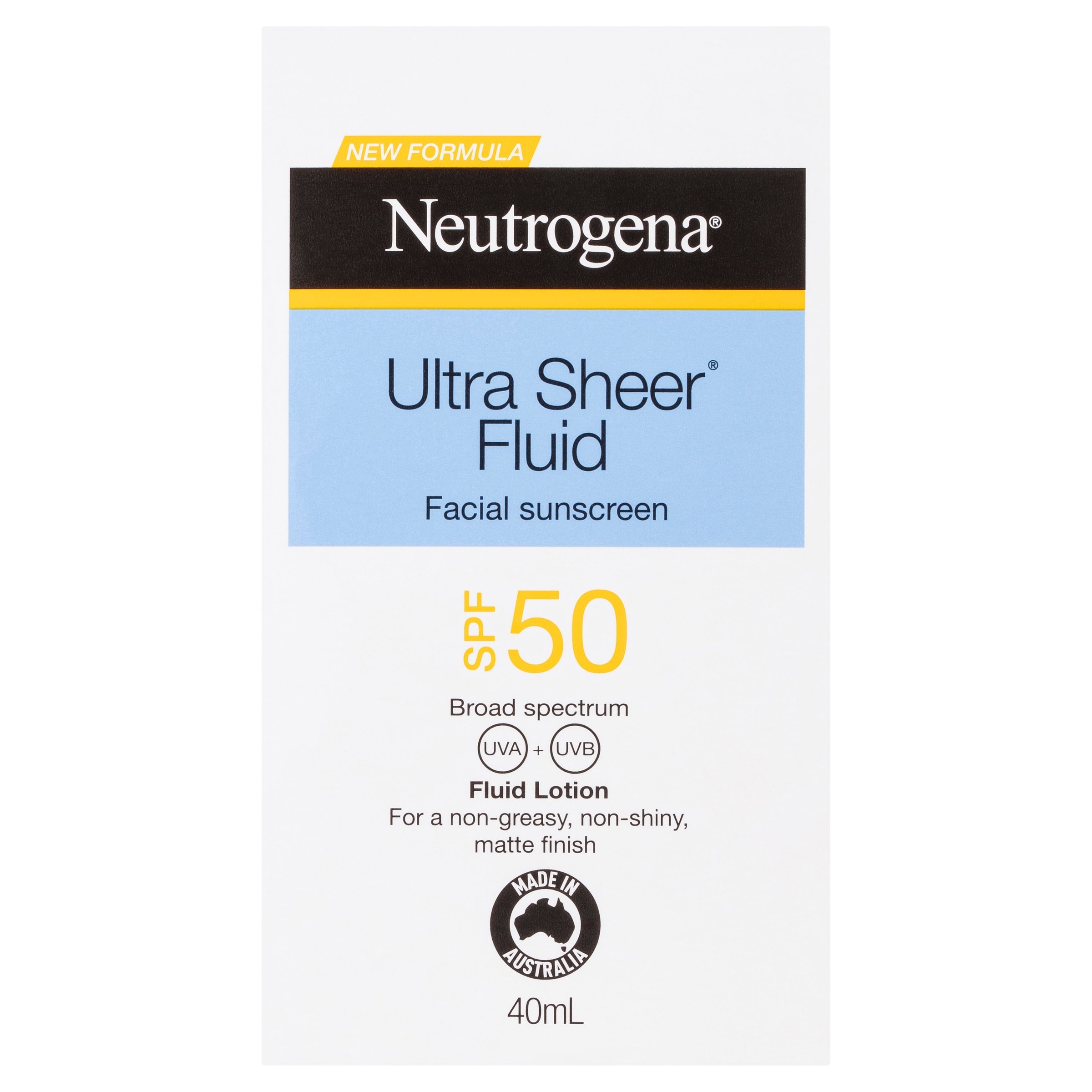 Neutrogena Ultra Sheer Fluid Sunscreen SPF50 - 40ml - Image 1