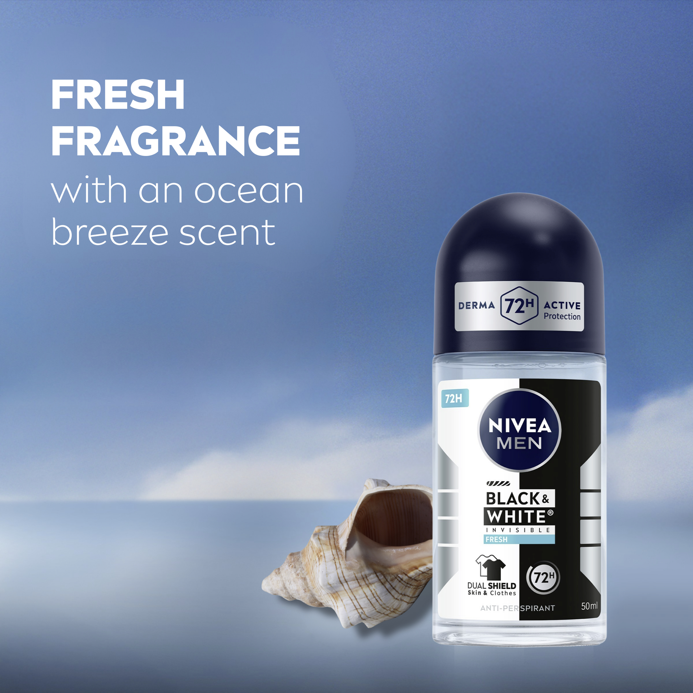 Nivea Men Black & White Fresh Roll On 50ml - Image 4