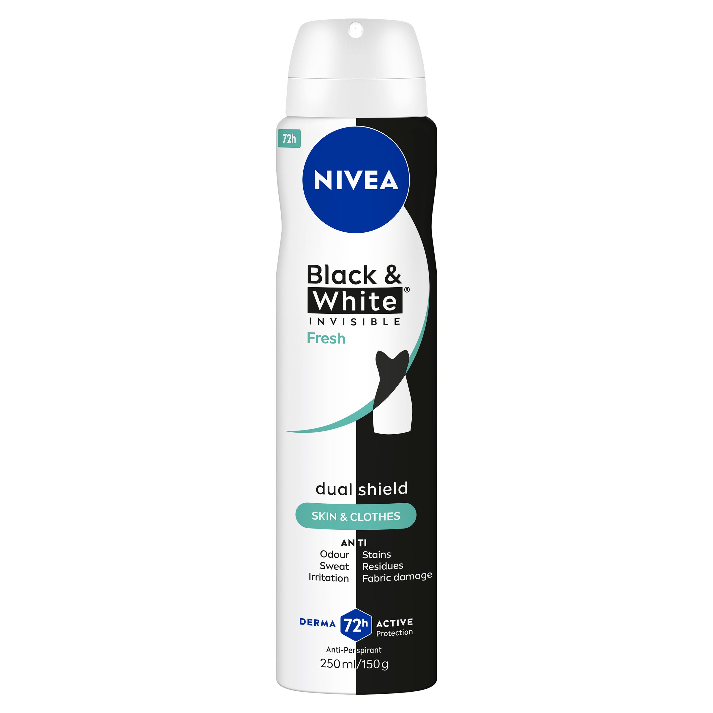 Nivea Deodorant Aerosol Black & White Fresh 250ml - Image 1