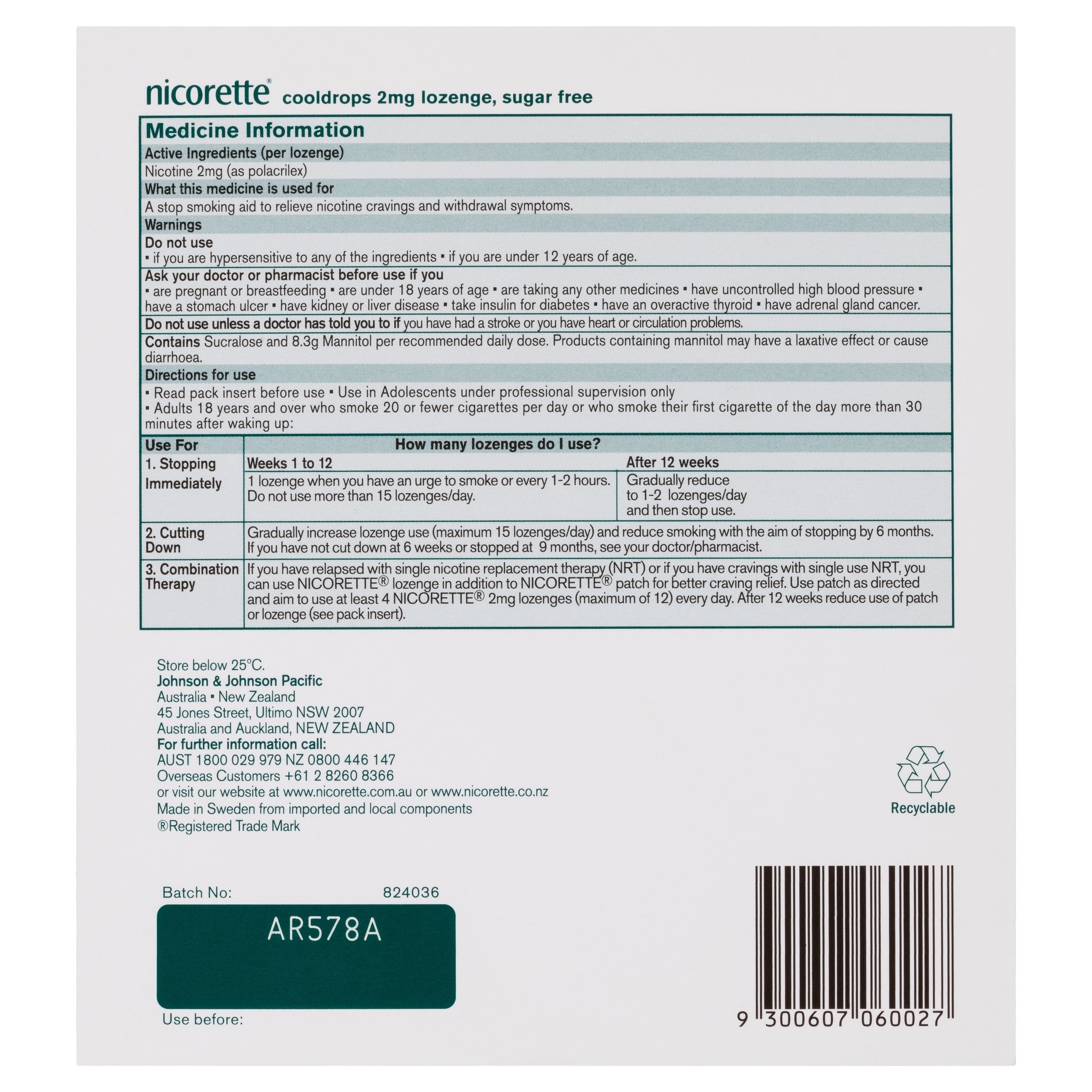 Nicorette Cooldrops 2mg Regular Strength 160 Lozenges - Image 2